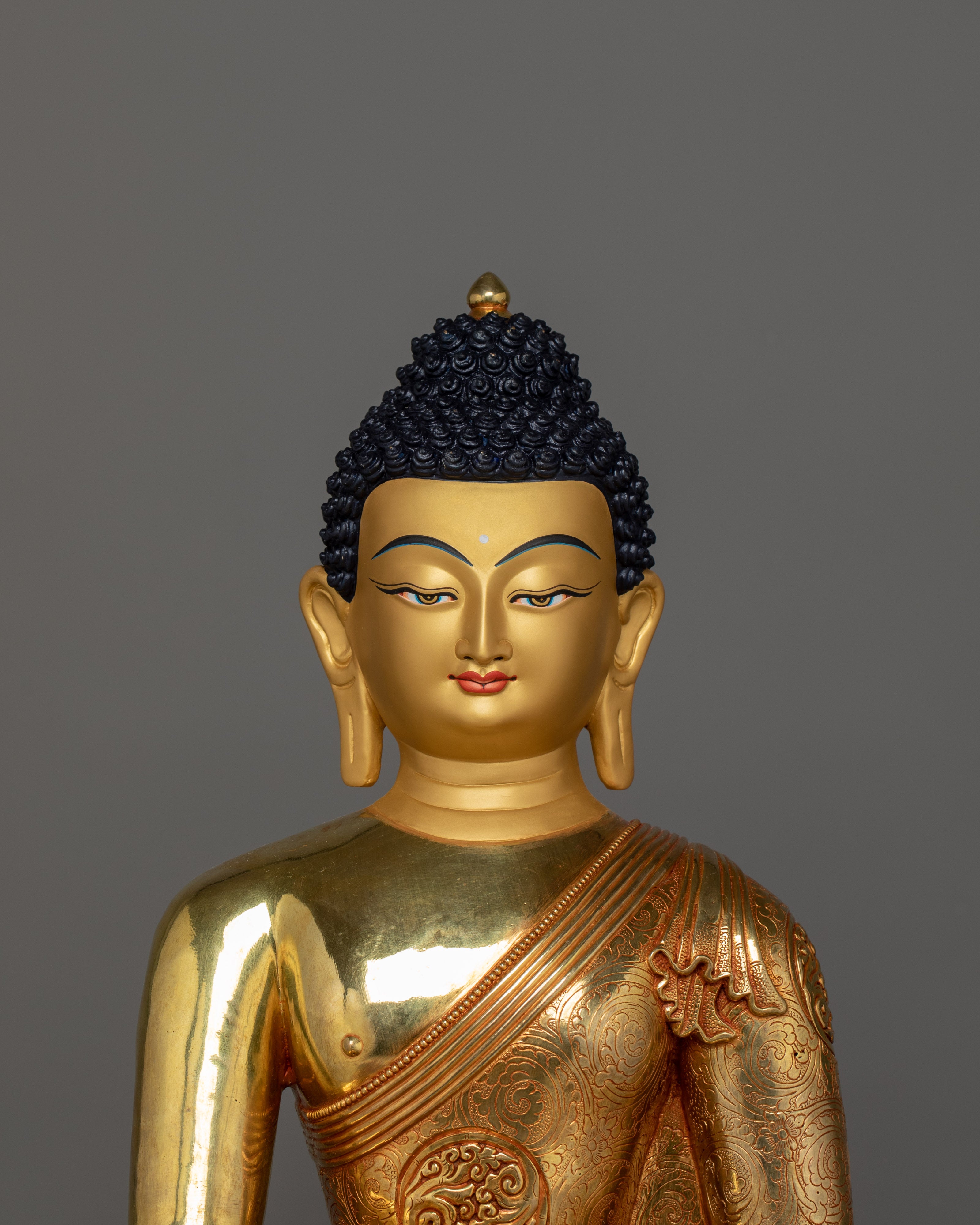 Flawlessly Carved Shakyamuni Buddha with throne Statue | Enlightened Dharma Buddha