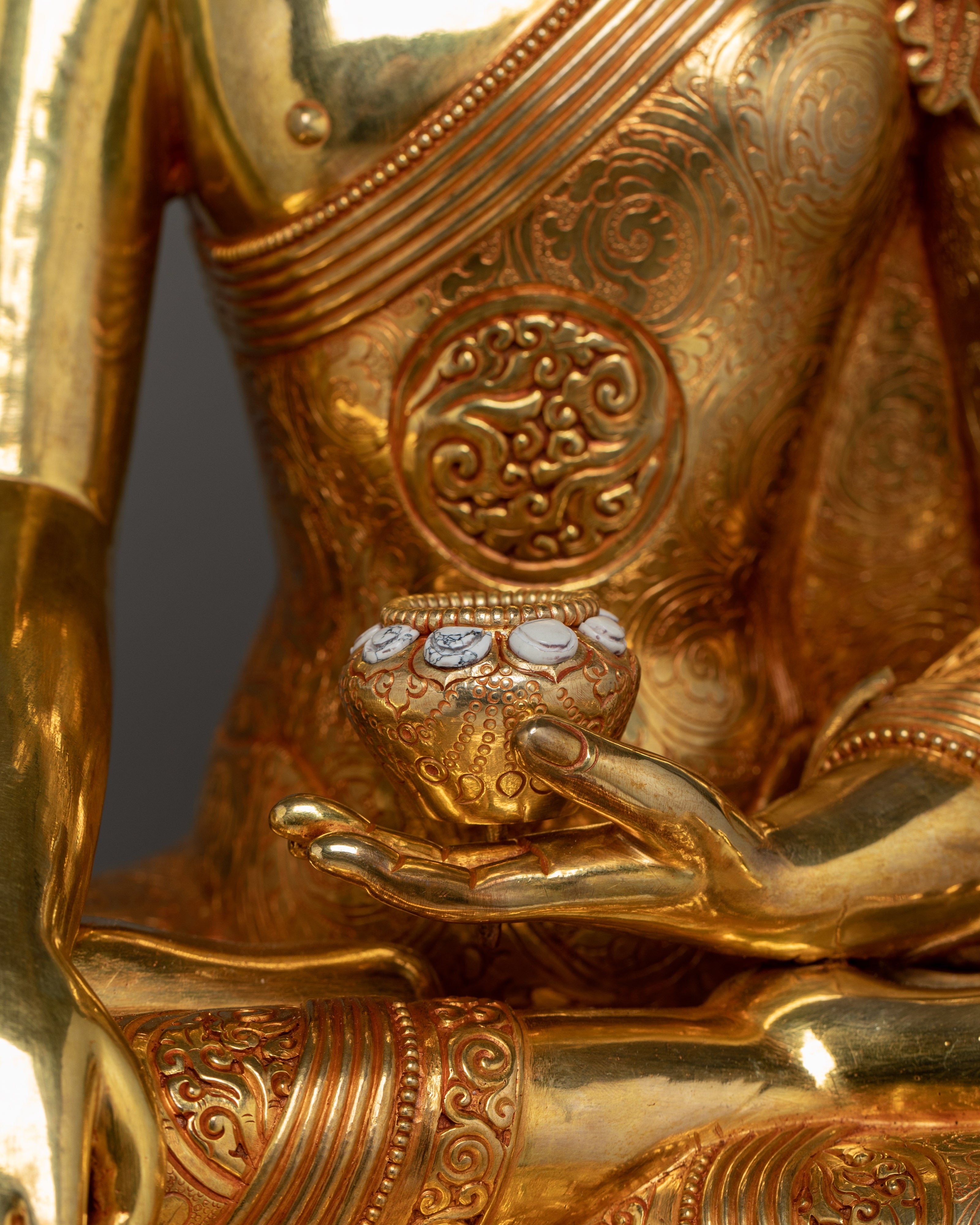Flawlessly Carved Shakyamuni Buddha with throne Statue | Enlightened Dharma Buddha
