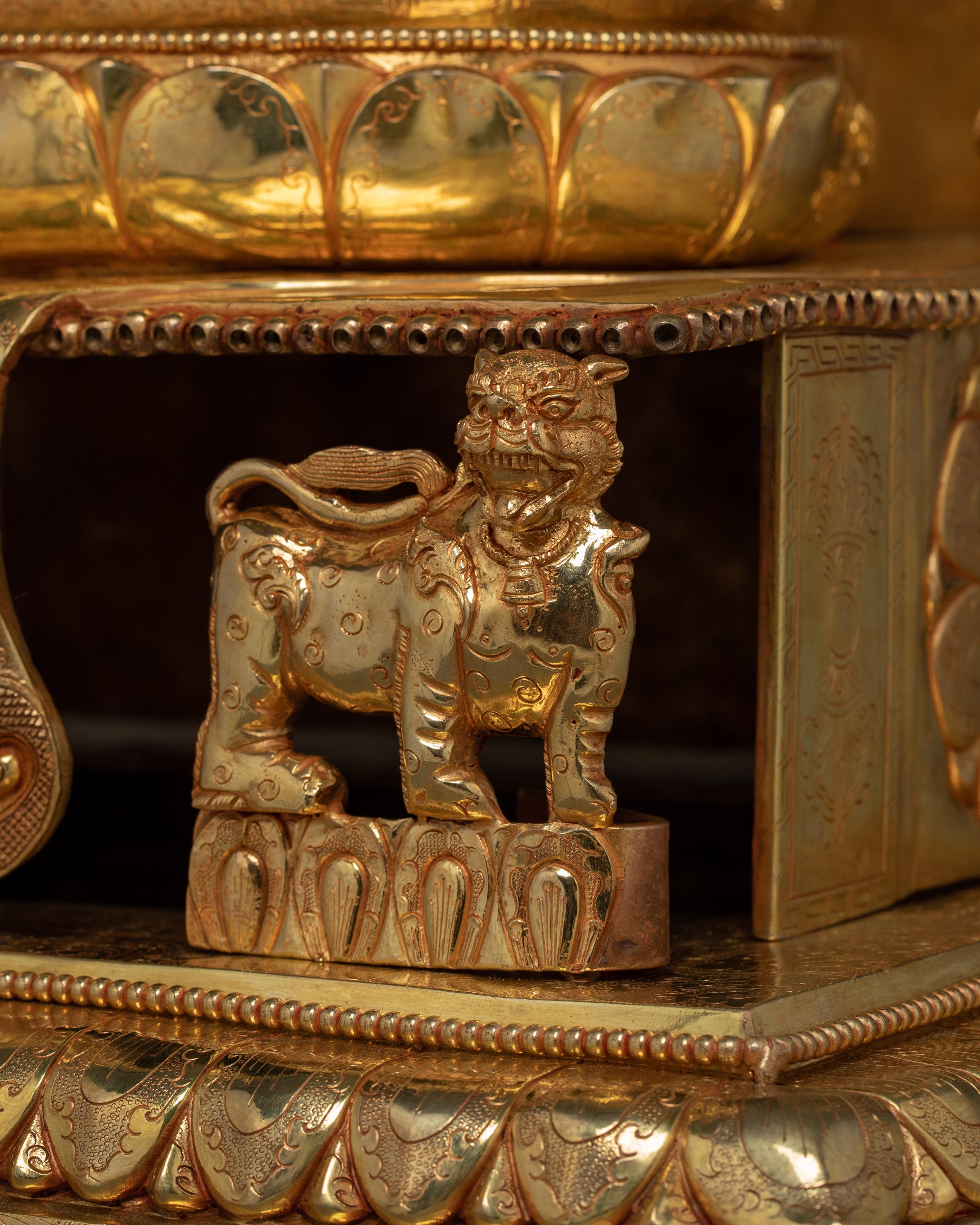 Flawlessly Carved Shakyamuni Buddha with throne Statue | Enlightened Dharma Buddha