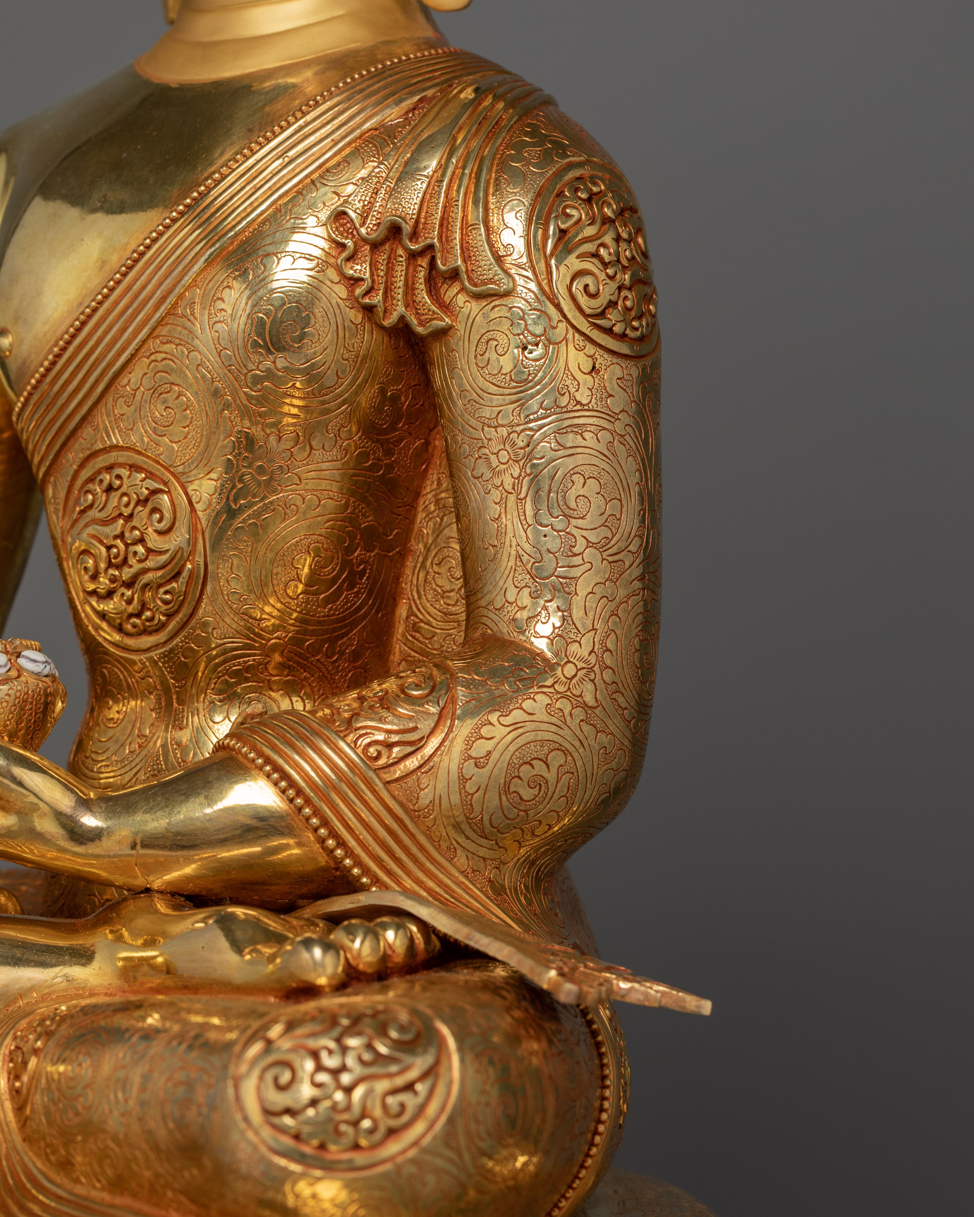 Flawlessly Carved Shakyamuni Buddha with throne Statue | Enlightened Dharma Buddha