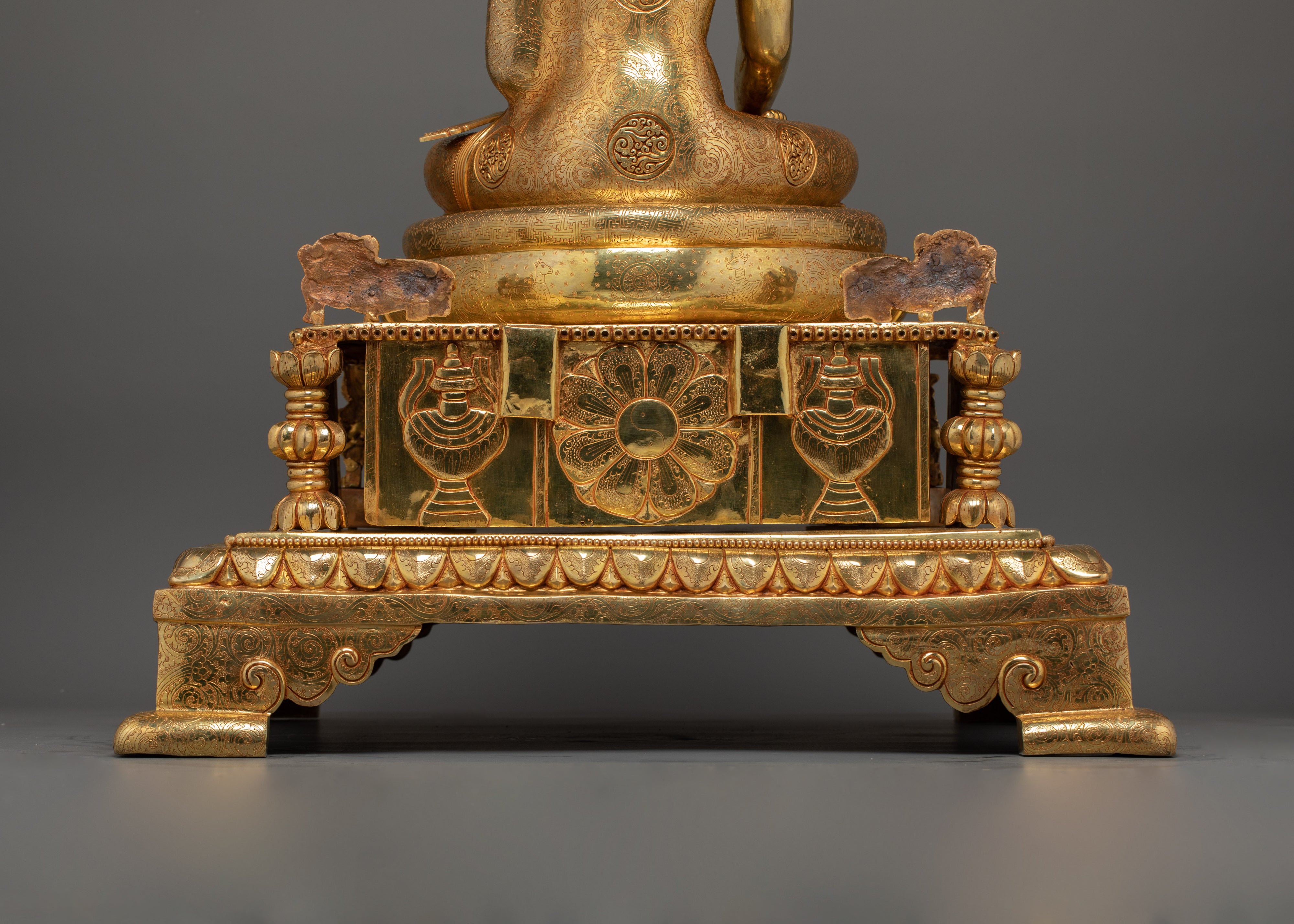 Flawlessly Carved Shakyamuni Buddha with throne Statue | Enlightened Dharma Buddha