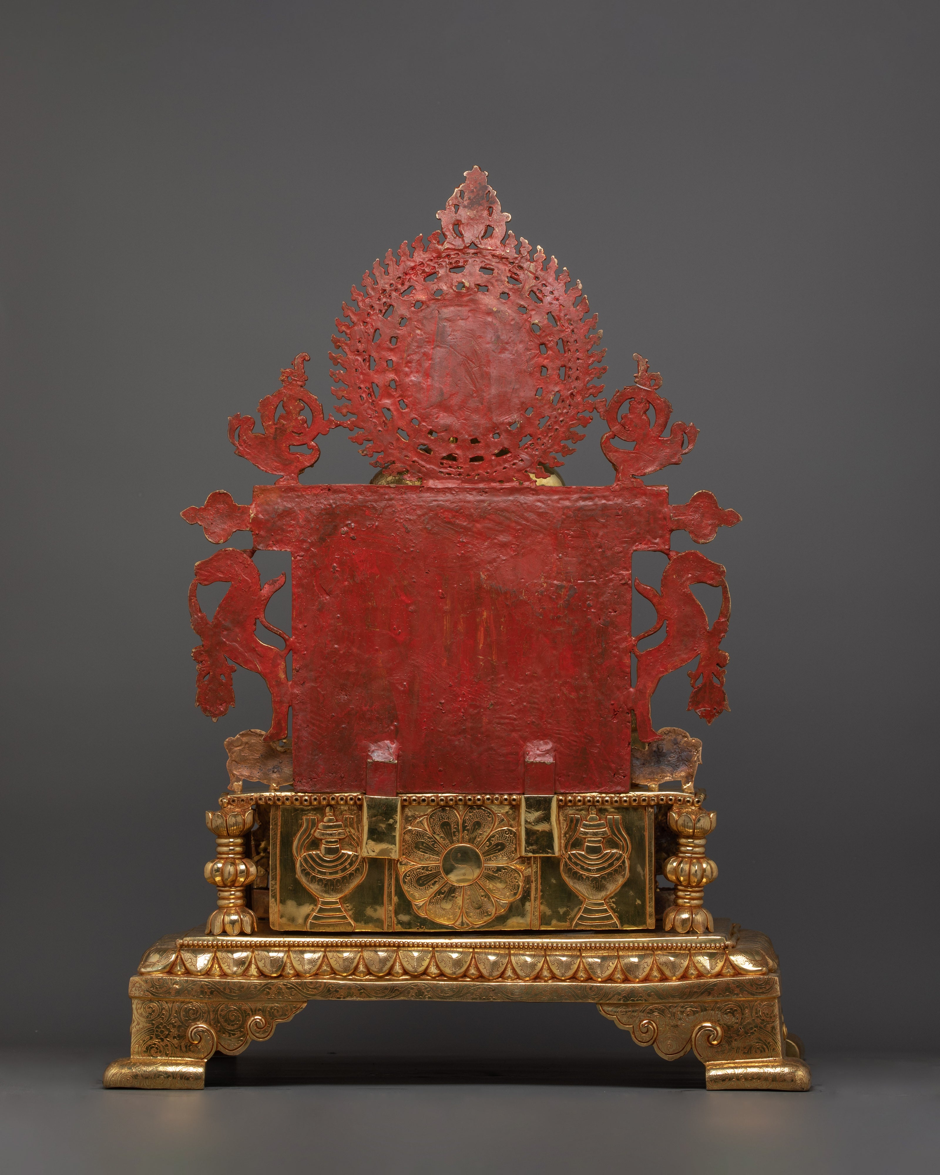 Flawlessly Carved Shakyamuni Buddha with throne Statue | Enlightened Dharma Buddha