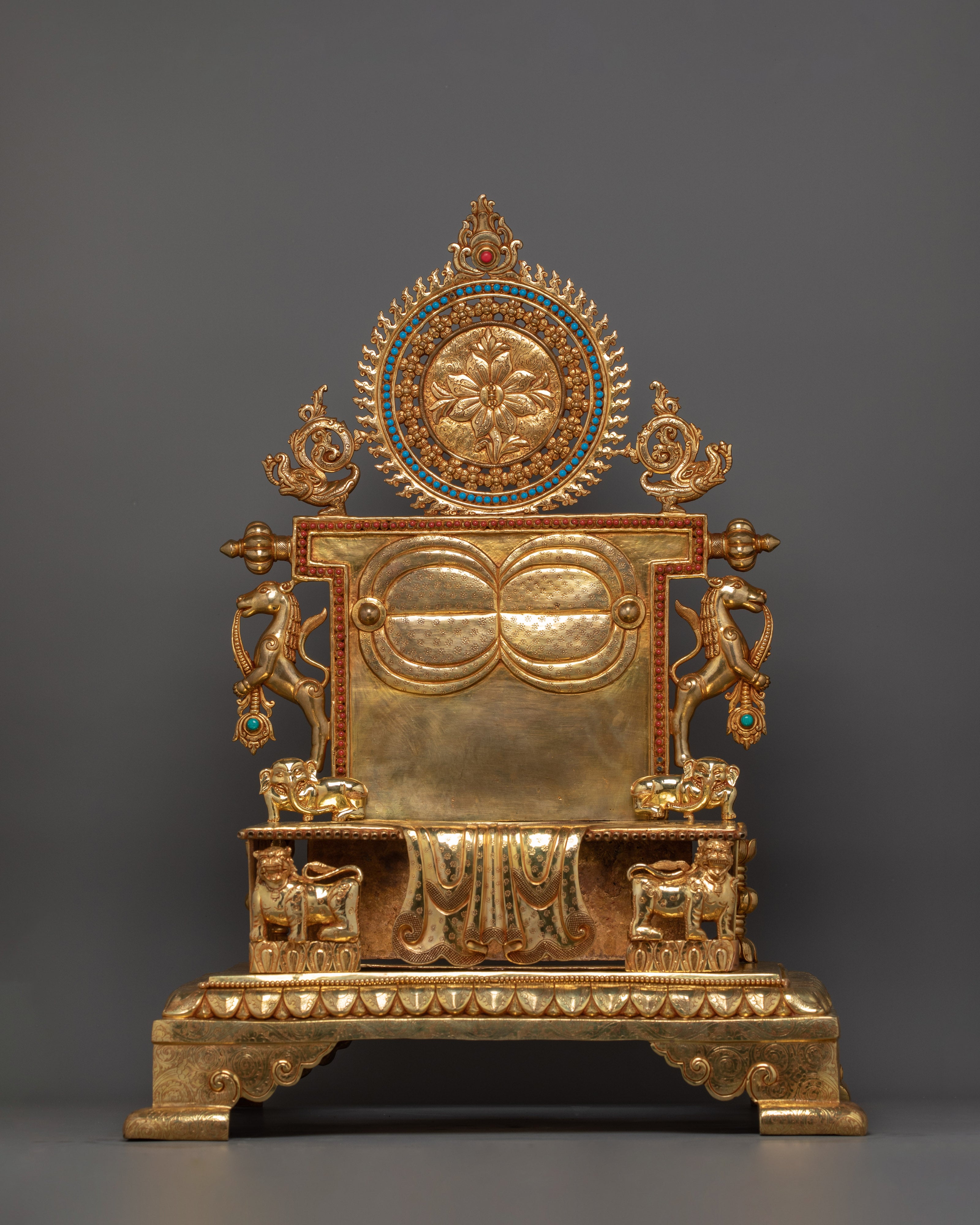 Flawlessly Carved Shakyamuni Buddha with throne Statue | Enlightened Dharma Buddha