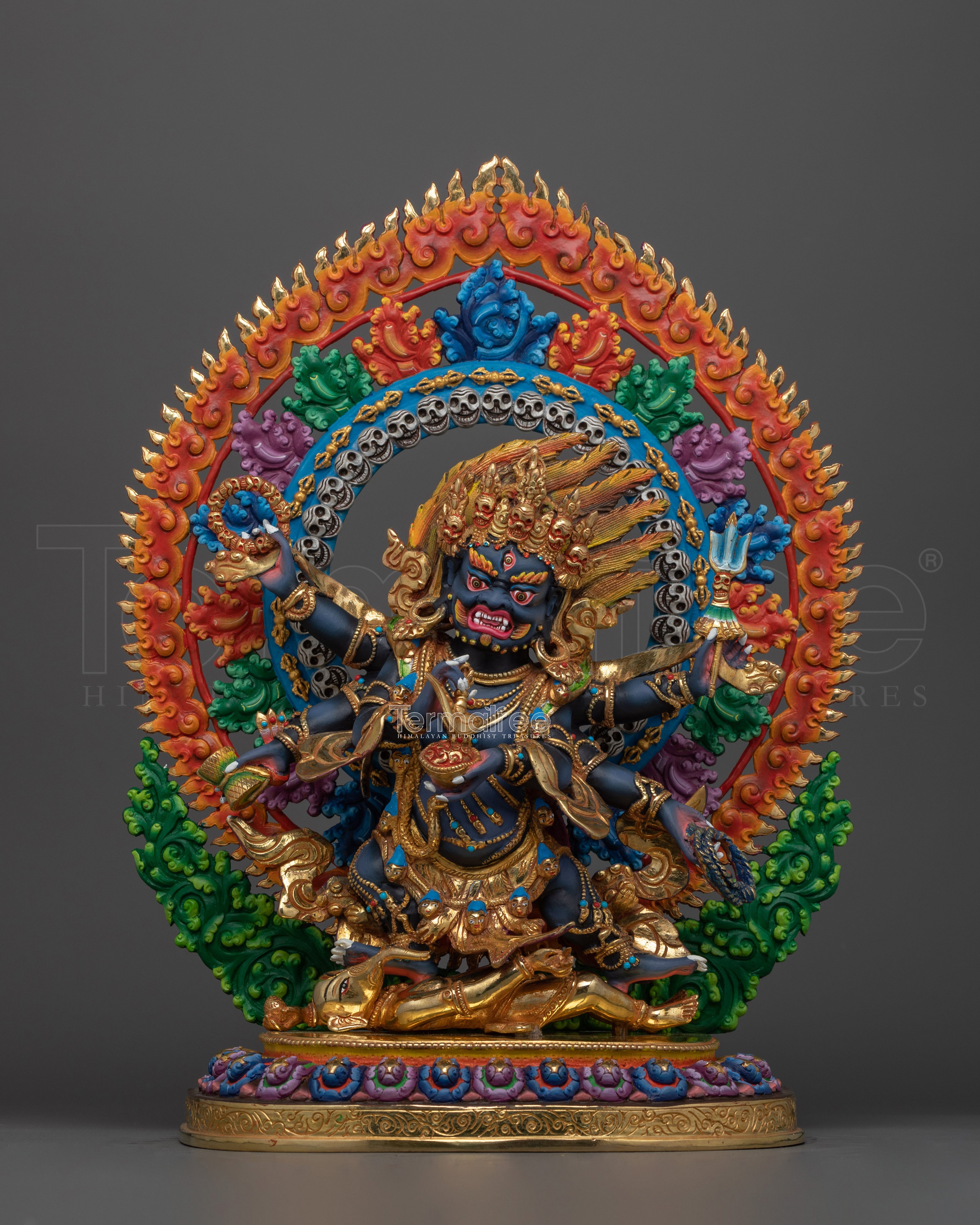Powerful Protector Six Armed Mahakala Sculpture | Himalayan Zen Artwork