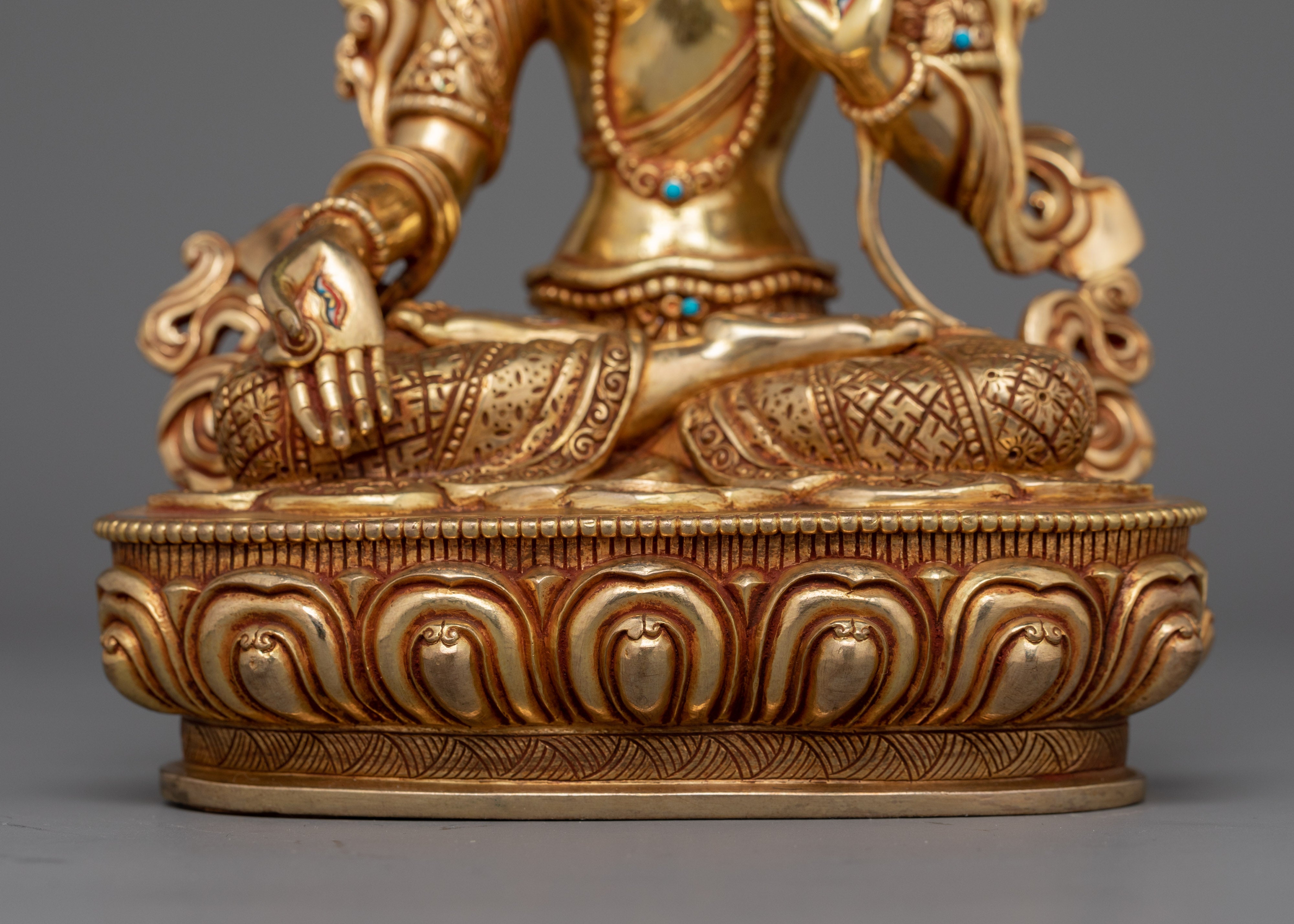 24K Gold Gilded Wisdom White Tara | Emblem of Healing and Longevity