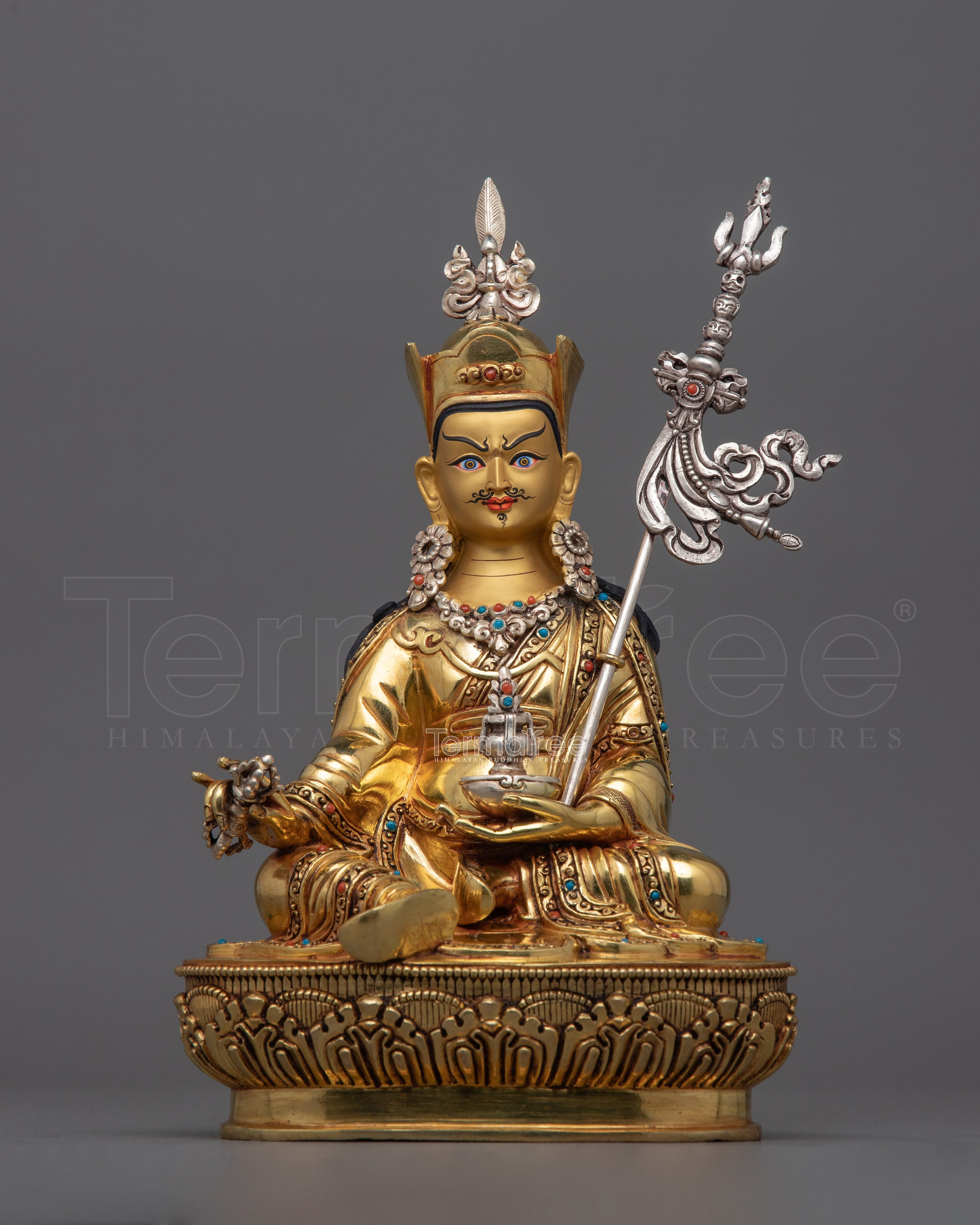 24K Gold Gilded Rinpoche Guru Sculpture | A Symbol of Wisdom and Enlightenment