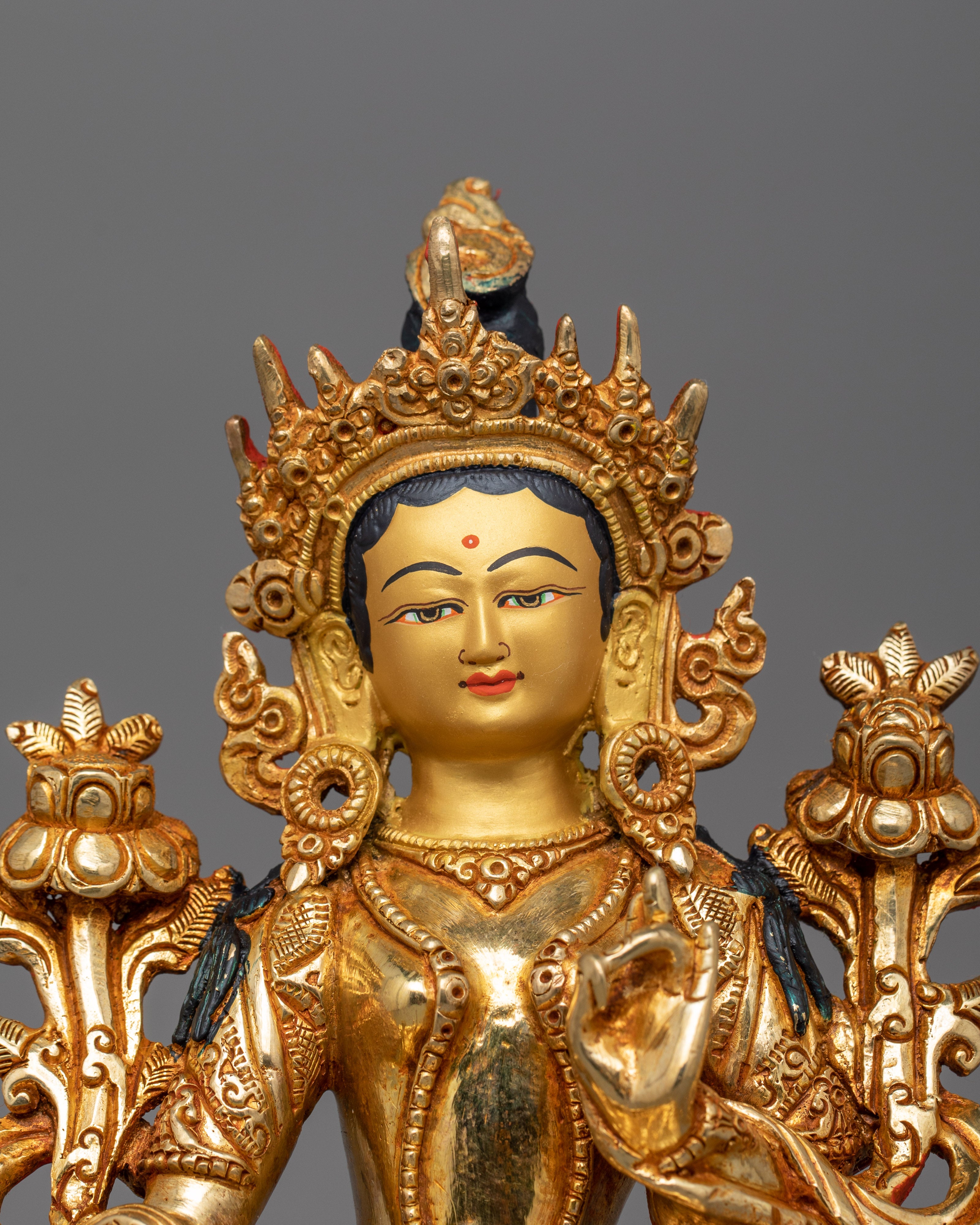 Tibetan Compassion Goddess Green Tara Statue | Swift Liberator of Suffering and Fear
