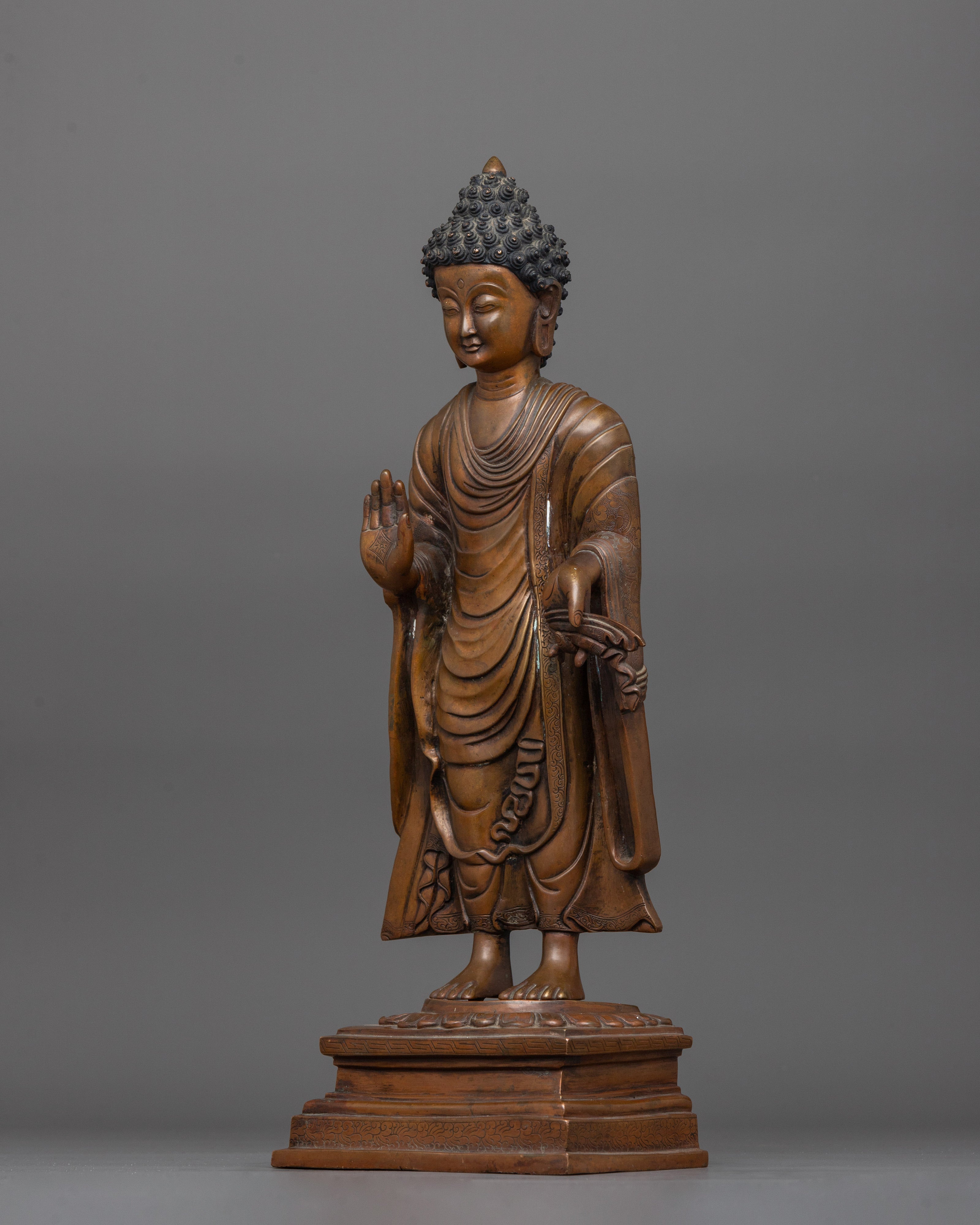 Dipankara Buddha the Buddha of Past Enlightenment | Oxidized Copper Buddha Sculpture