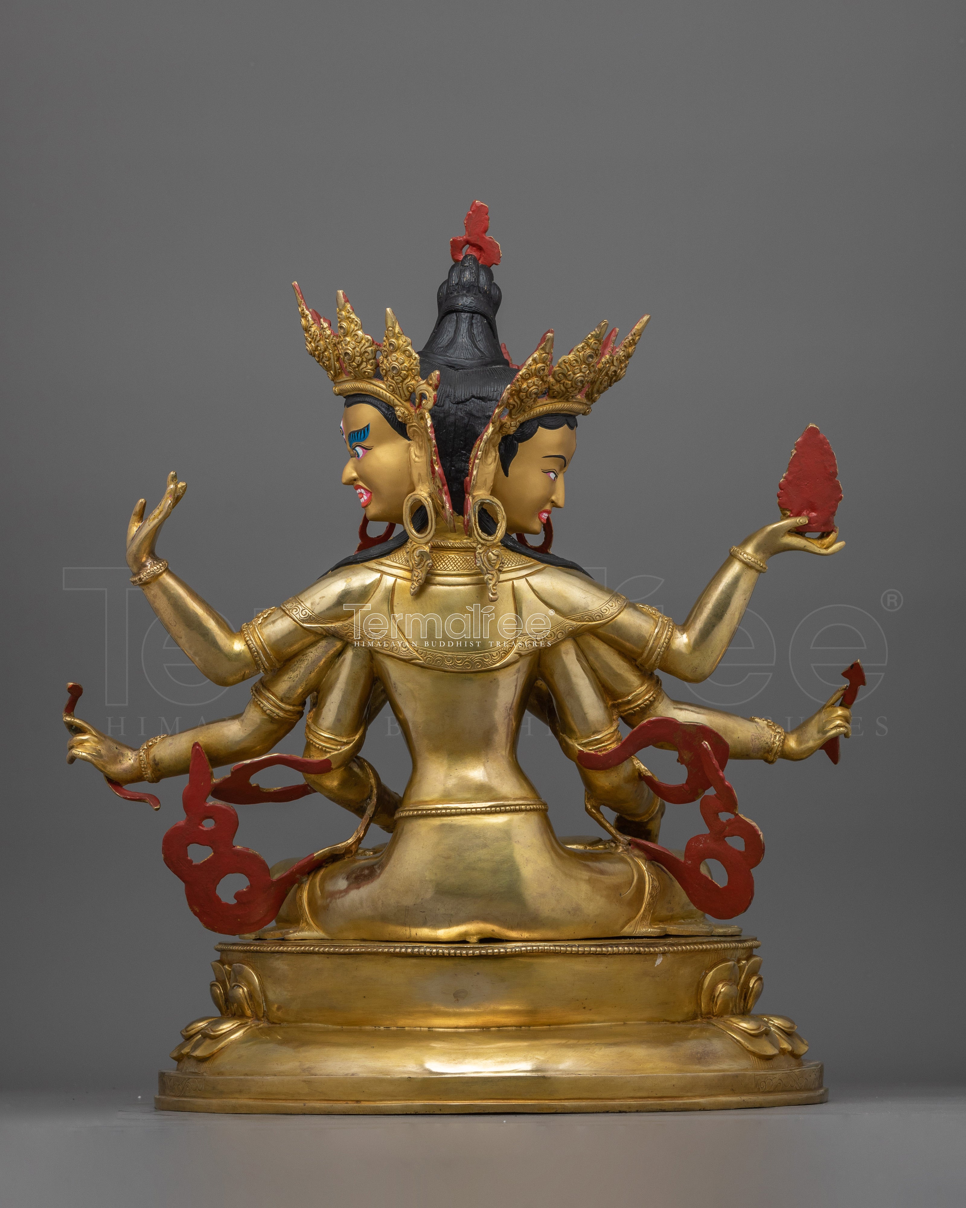 Handmade Buddhist Ushnishavijaya Sculpture | Three Face FierceDakini Deity
