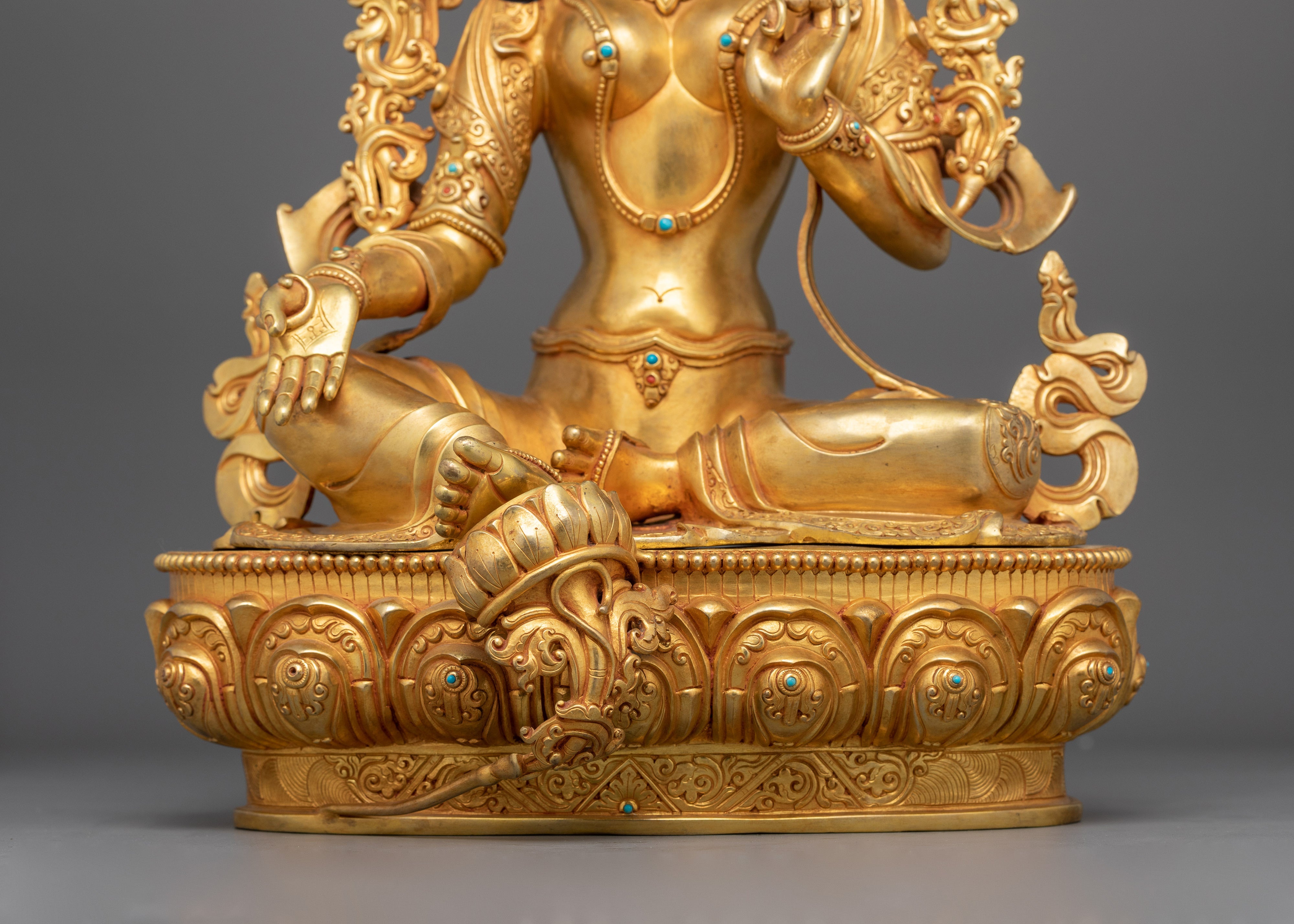Tibetan Buddhism Green Tara 24K Gold Copper Figure | Mother of Liberation Art