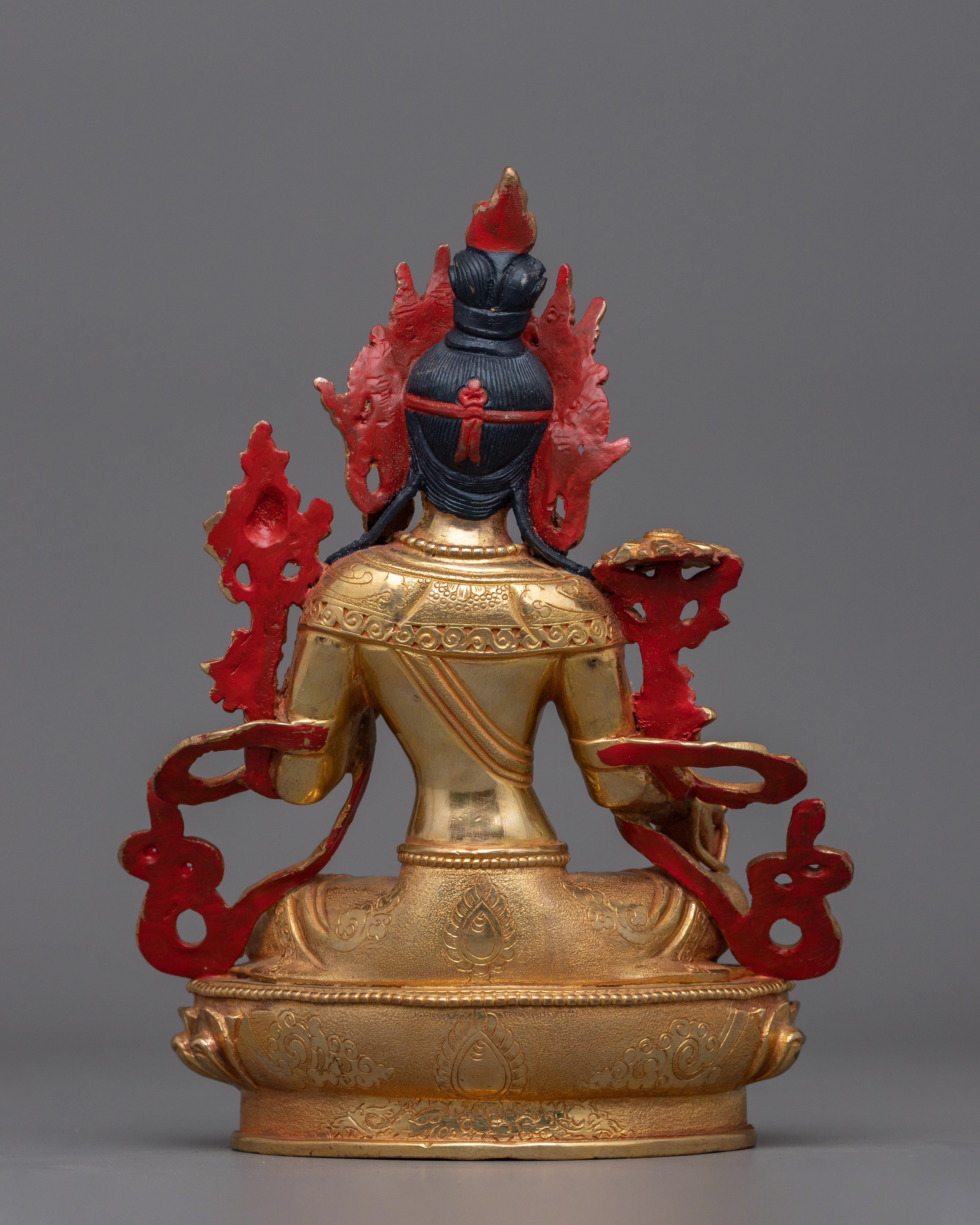 24K Gold Gilded Green Tara Sculpture for Altar | Compassionate Deity Art