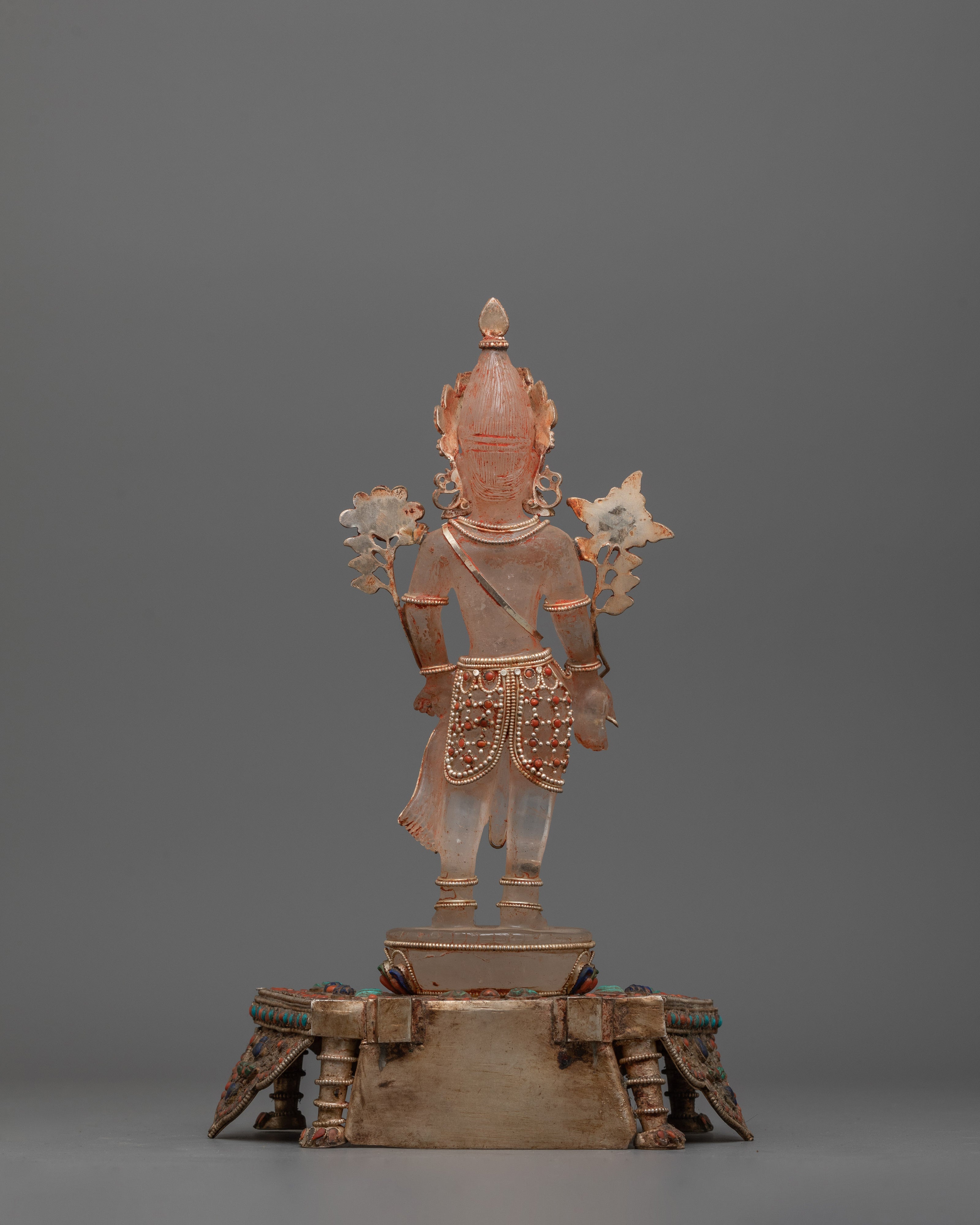 Spiritual Crystal Avalokiteshvara Statue | Radiant Gemstone Buddhist Artwork