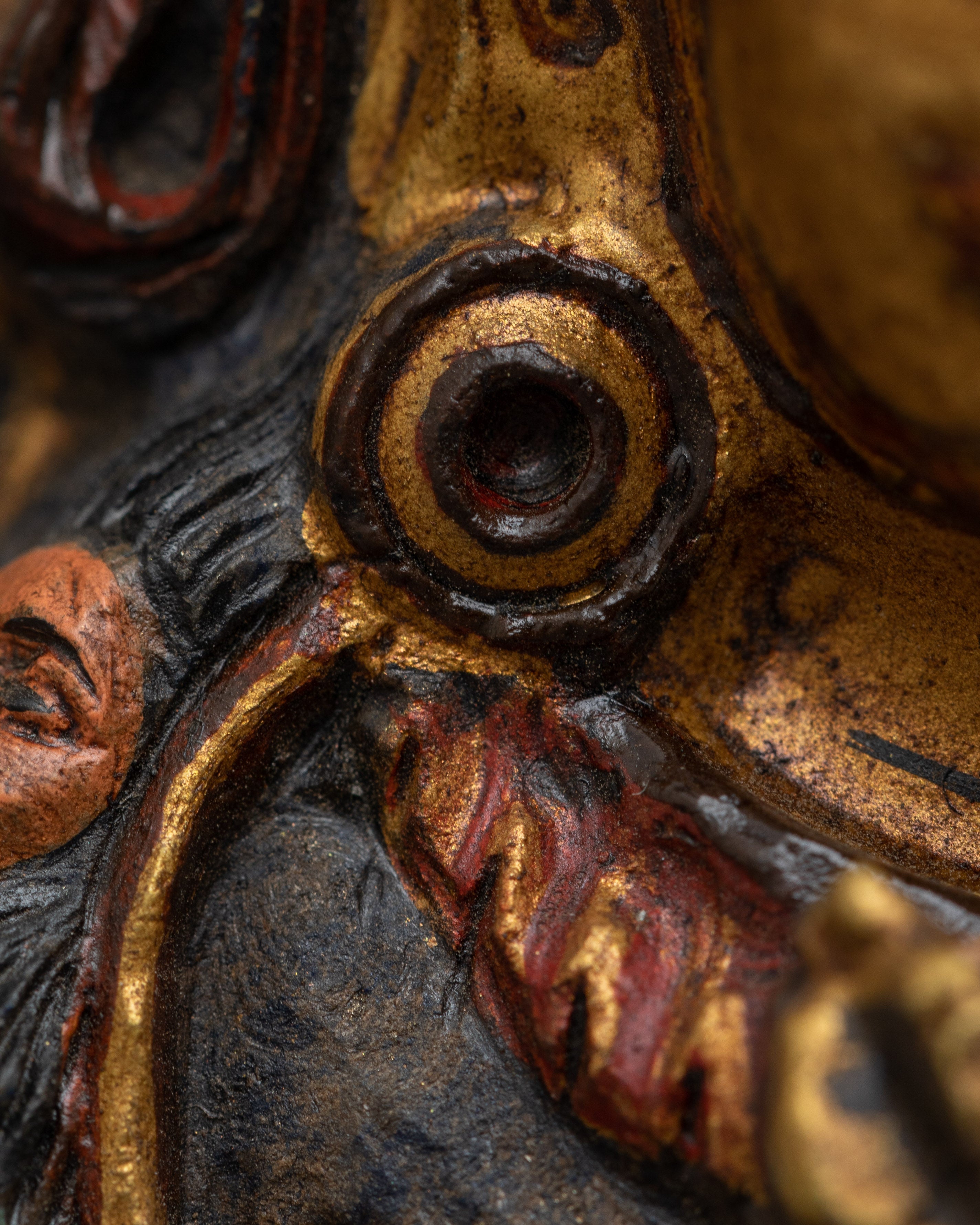 Antique Finished Shakya Mahakala Statue | Lapis Stone Body with Antique Finish