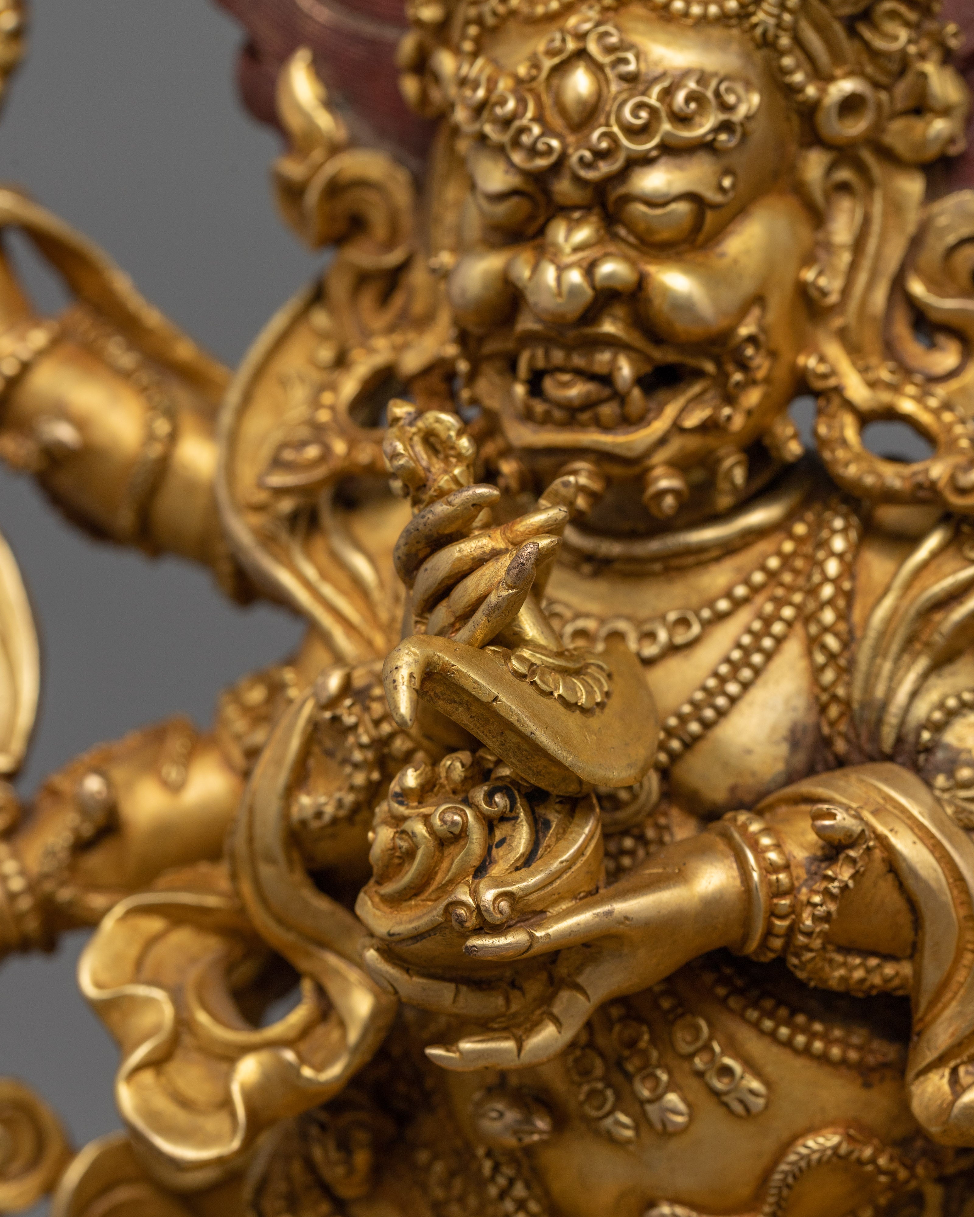 Wrathful Six-Armed Mahakala Sculpture | Spiritual Protector of Dharma