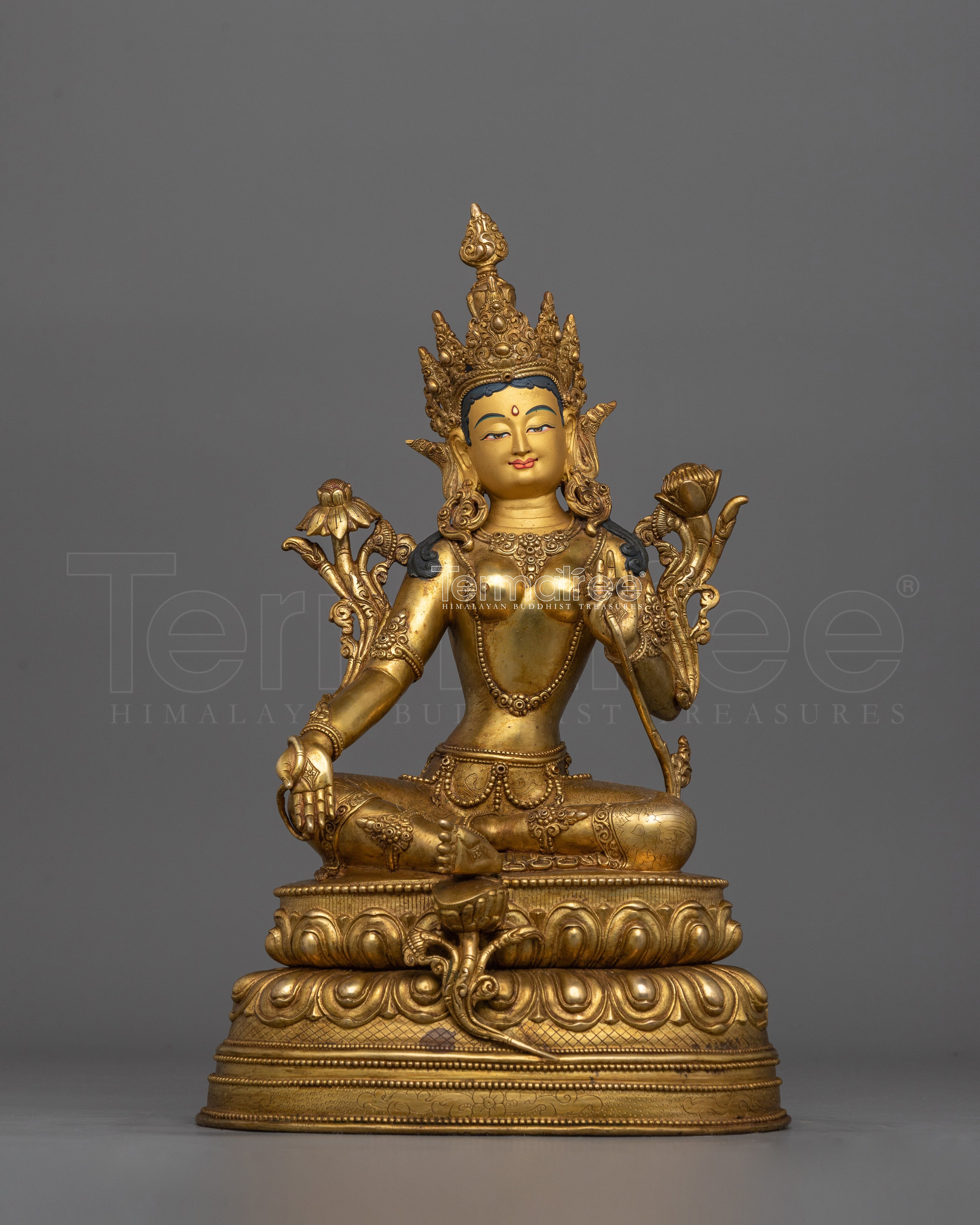 Green Tara Spiritual Buddha Traditional Art | Deity of Compassion and Protection