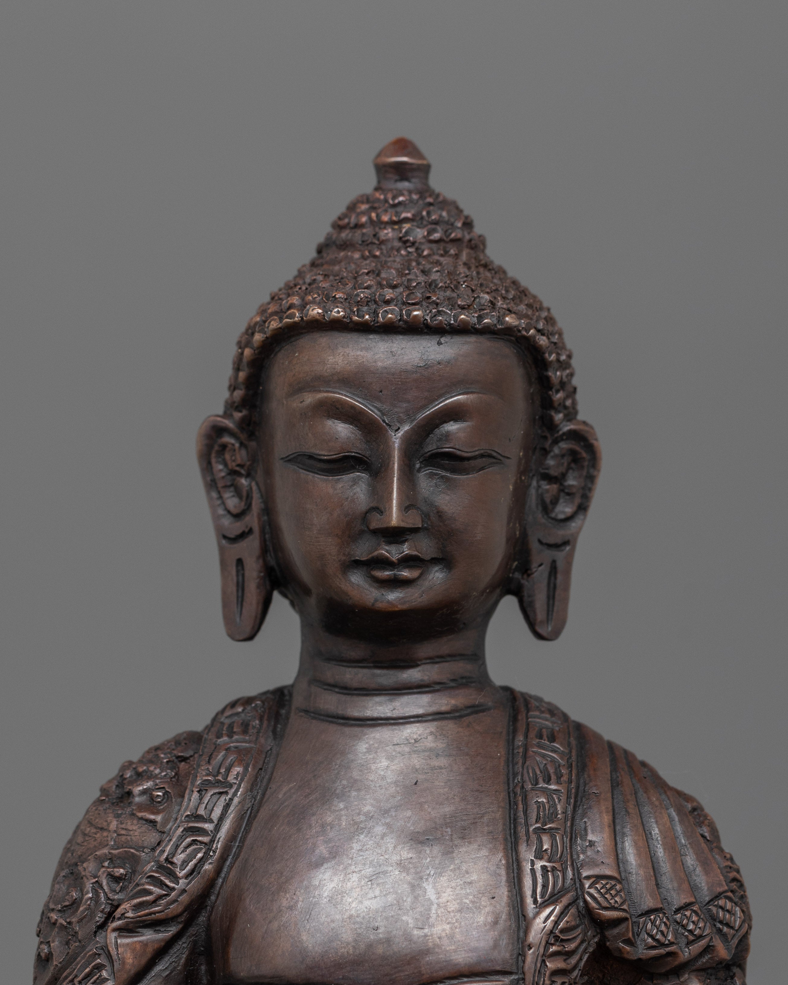 Holy Amitabha Oxidized Buddha Statue | Pure Land Buddhism Art