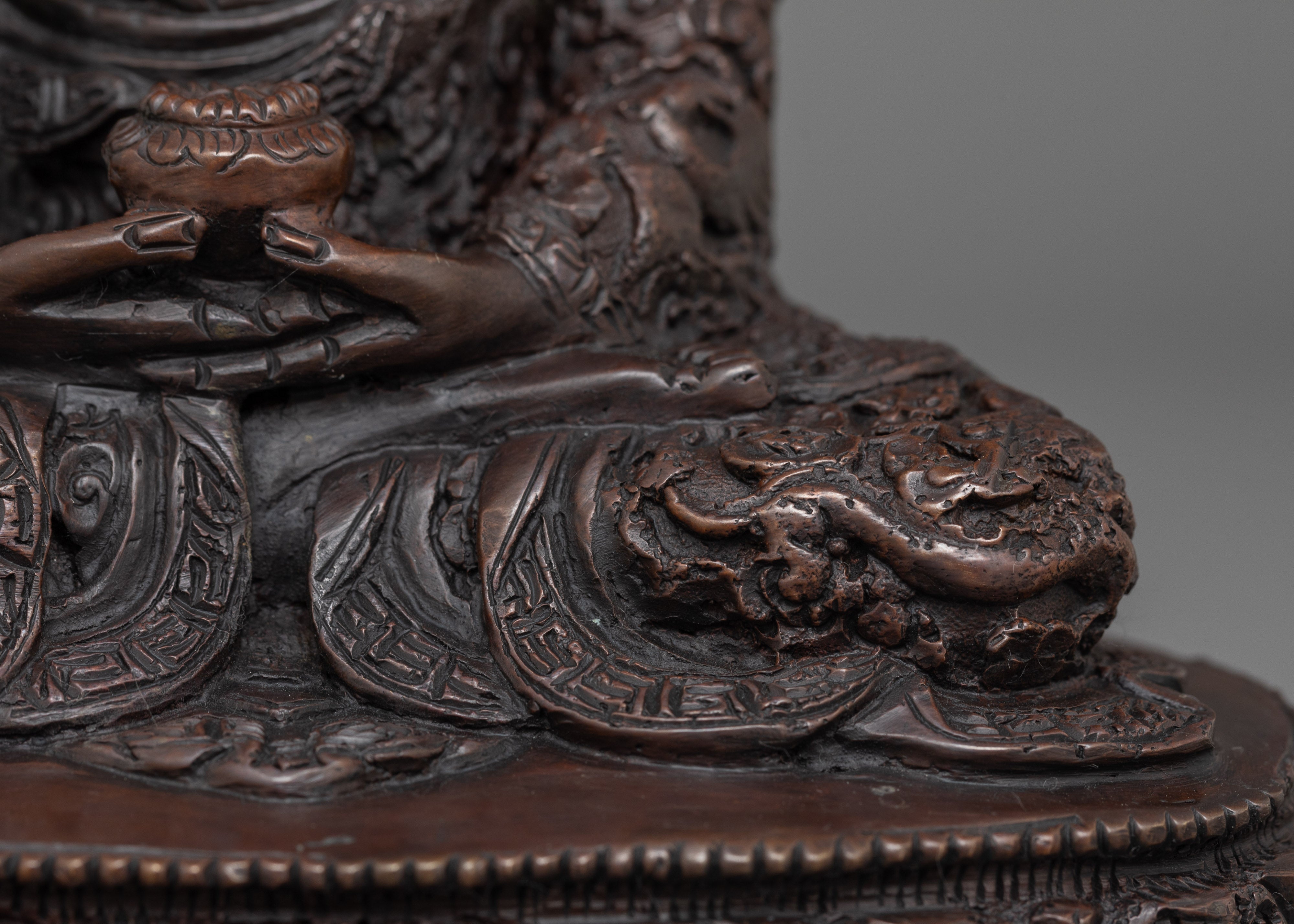 Holy Amitabha Oxidized Buddha Statue | Pure Land Buddhism Art