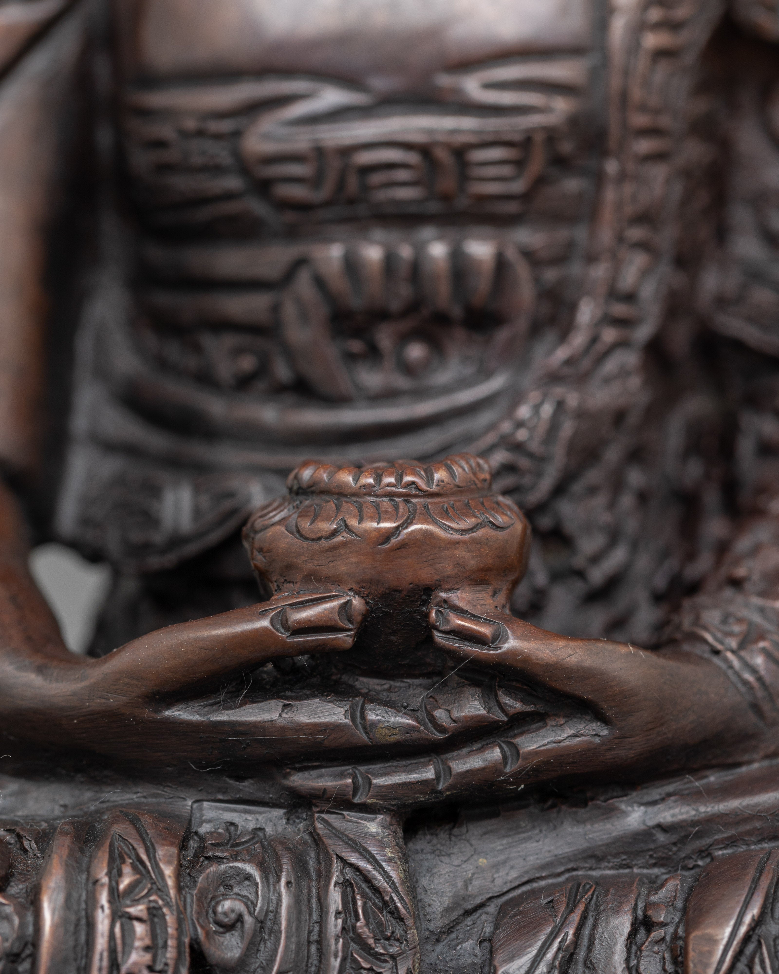 Holy Amitabha Oxidized Buddha Statue | Pure Land Buddhism Art