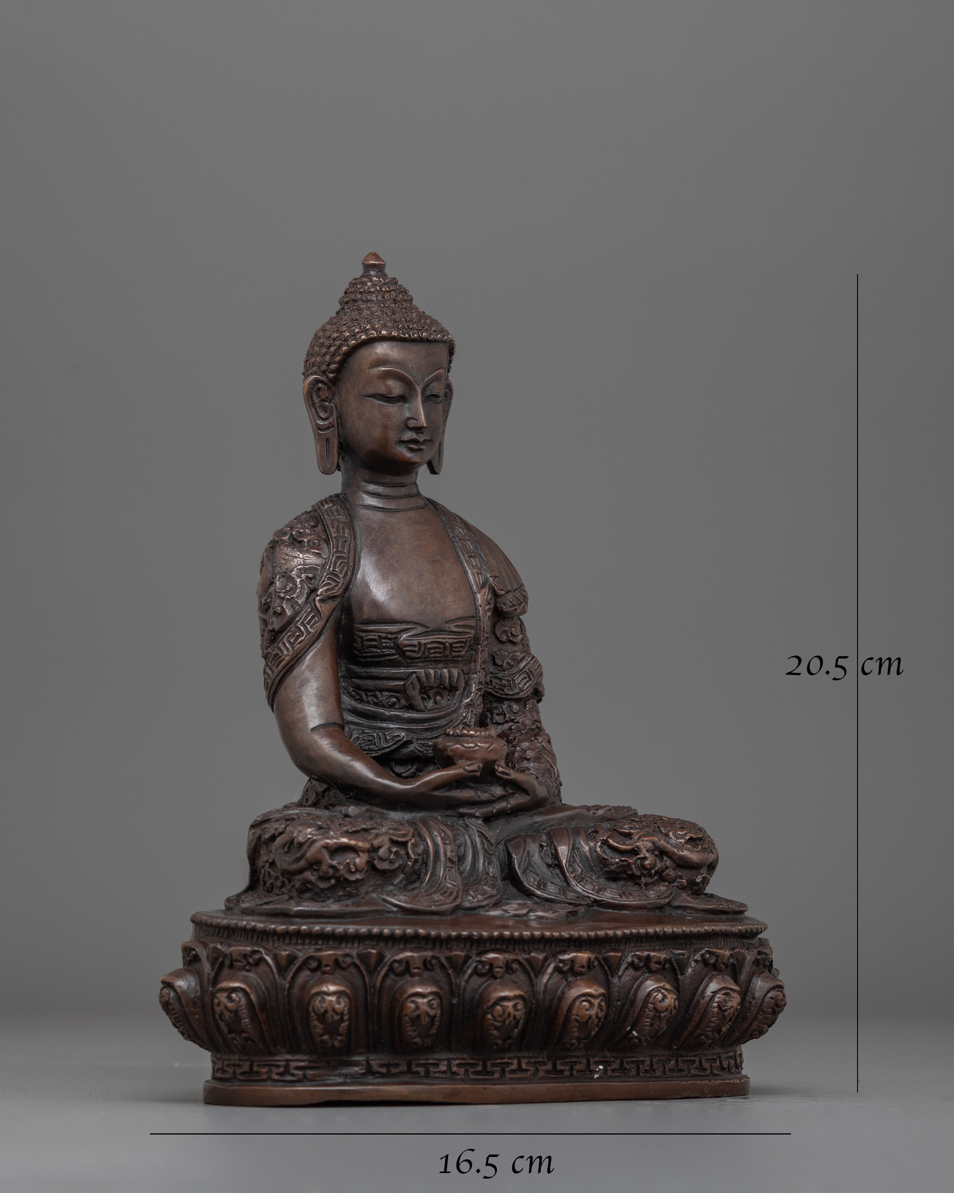 Holy Amitabha Oxidized Buddha Statue | Pure Land Buddhism Art