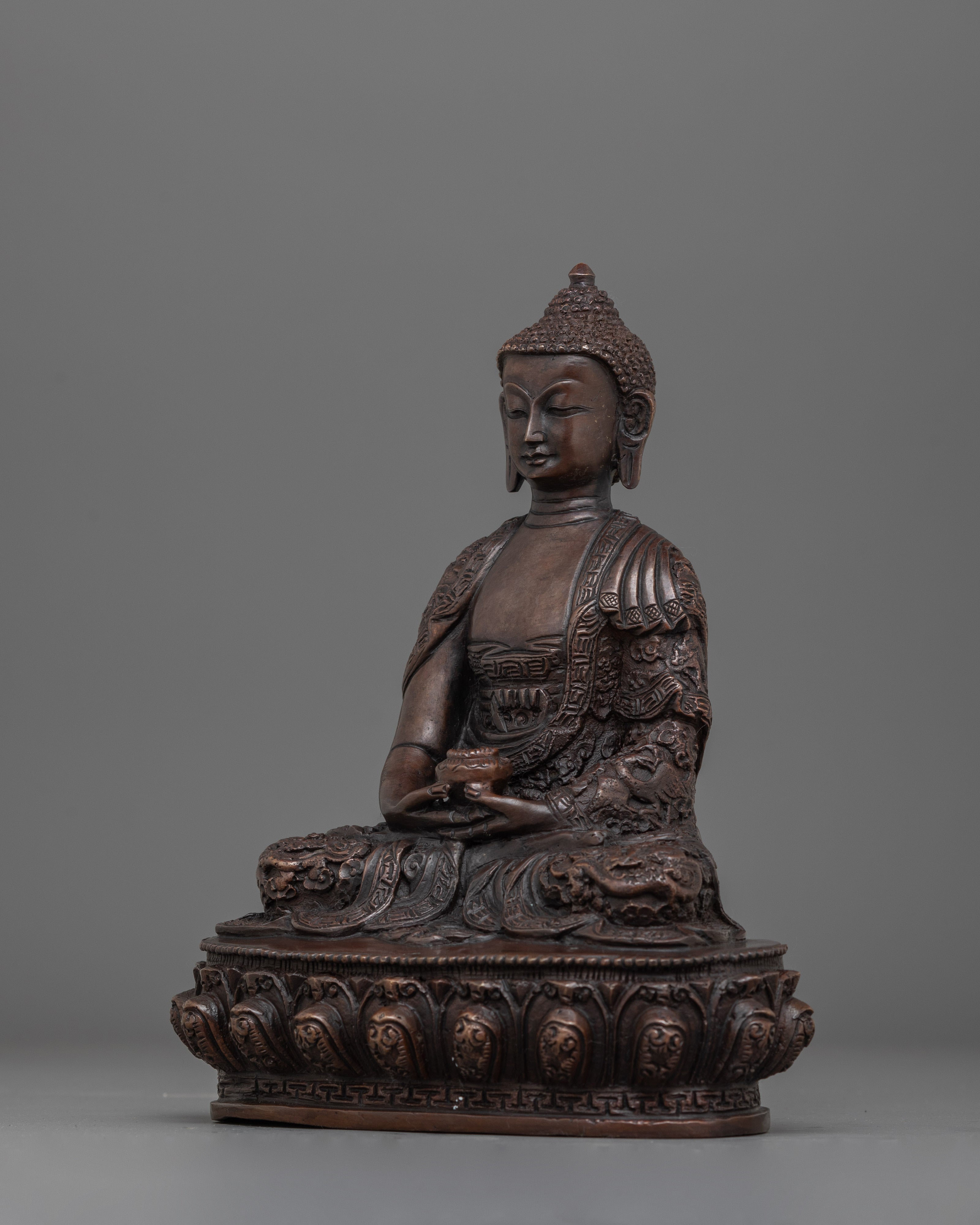Holy Amitabha Oxidized Buddha Statue | Pure Land Buddhism Art