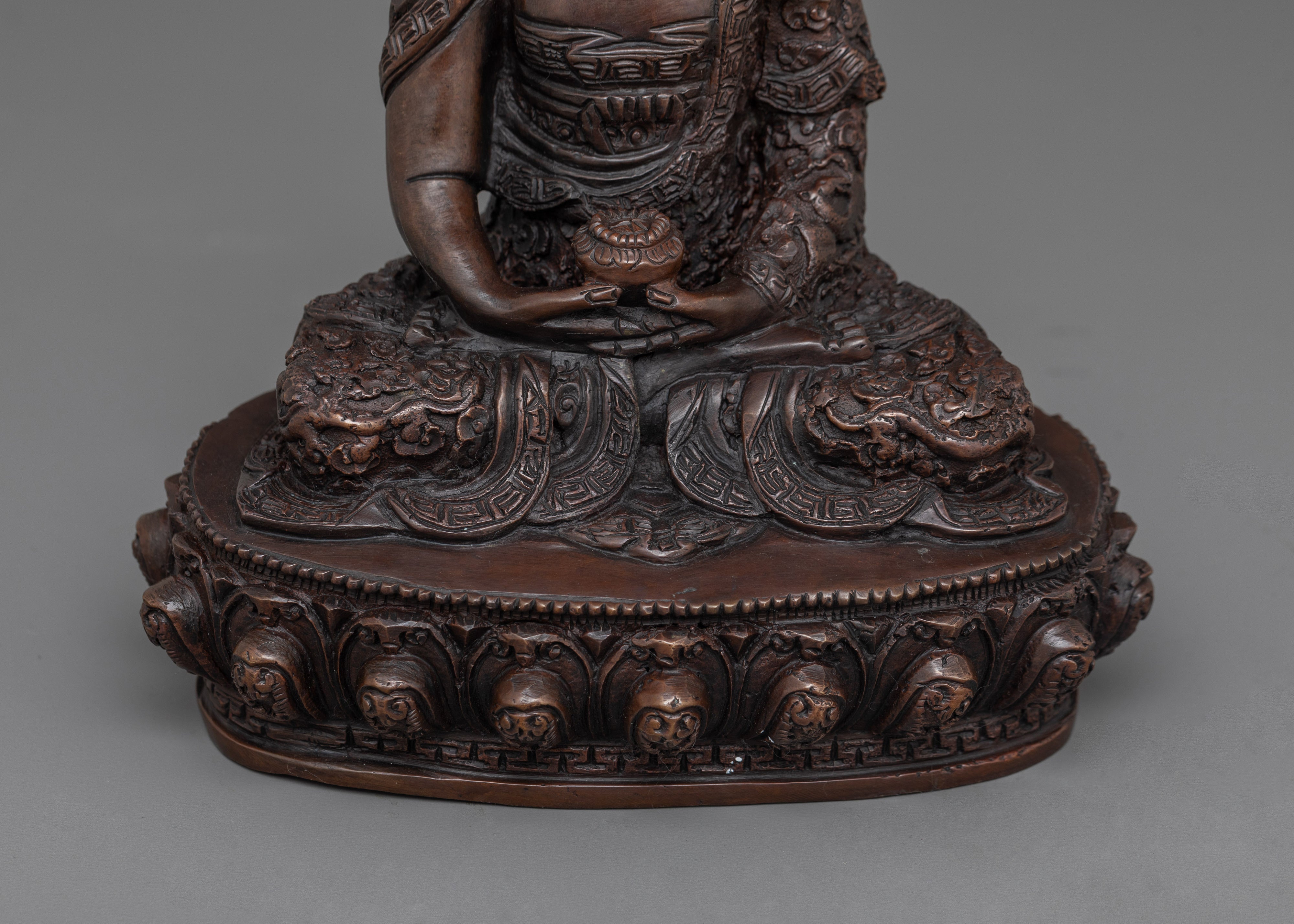 Holy Amitabha Oxidized Buddha Statue | Pure Land Buddhism Art