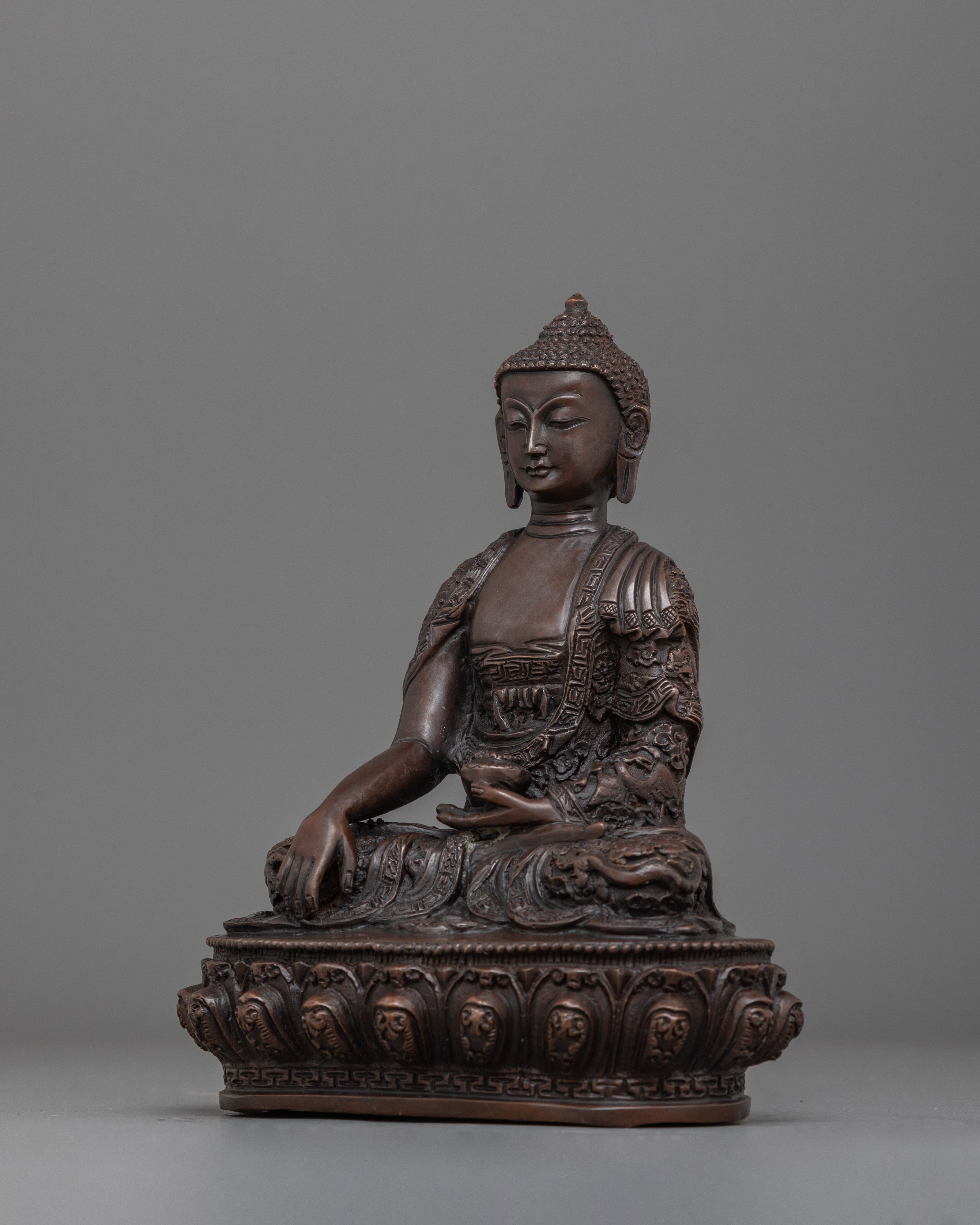 8.1 Inch Shakyamuni Oxidized Buddha Statue | 20.5cm Buddhist Sculpture