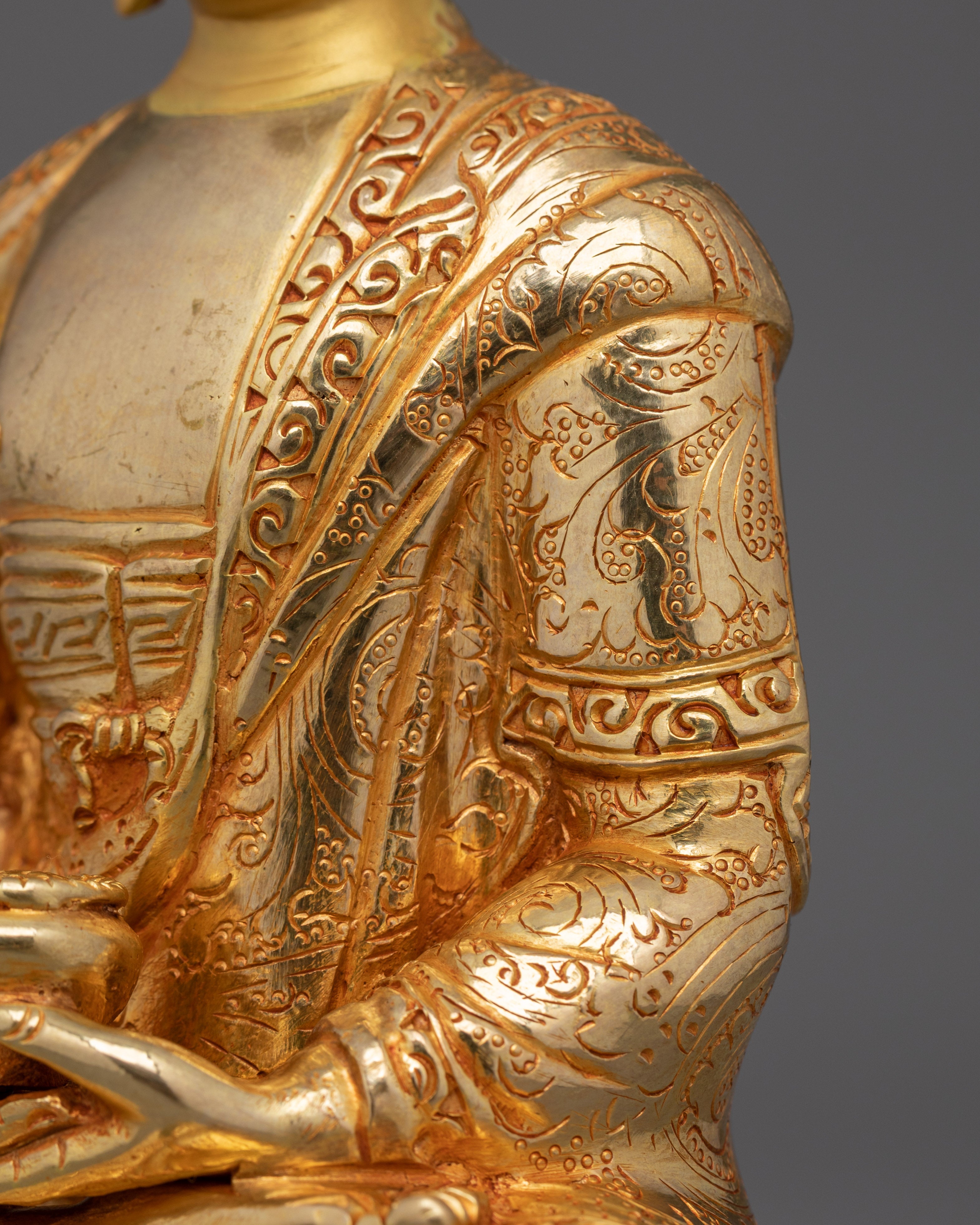 Spitritual Namo Amitabha Buddha Statue | 24K Gold Gilded Copper Sculpture