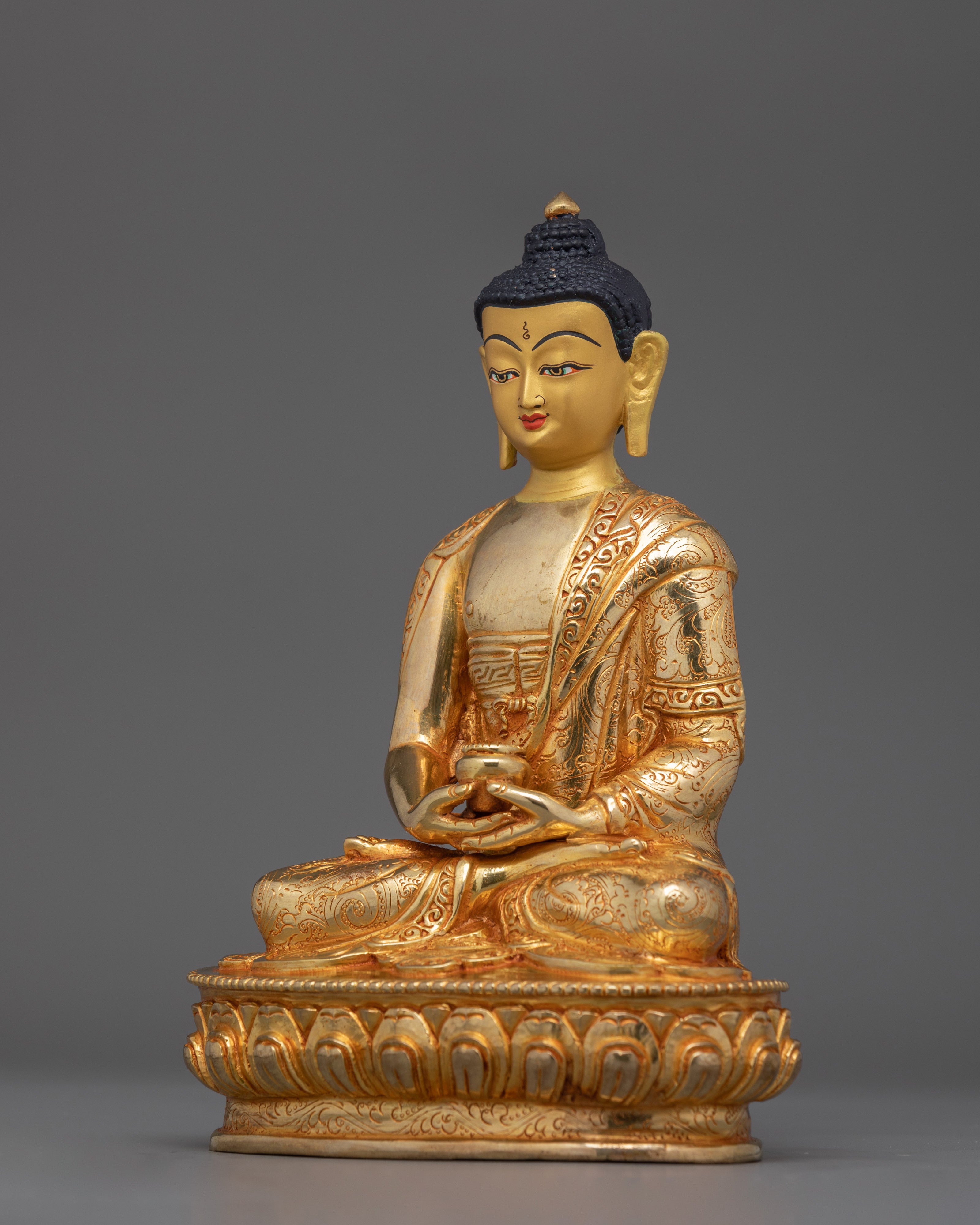 Spitritual Namo Amitabha Buddha Statue | 24K Gold Gilded Copper Sculpture
