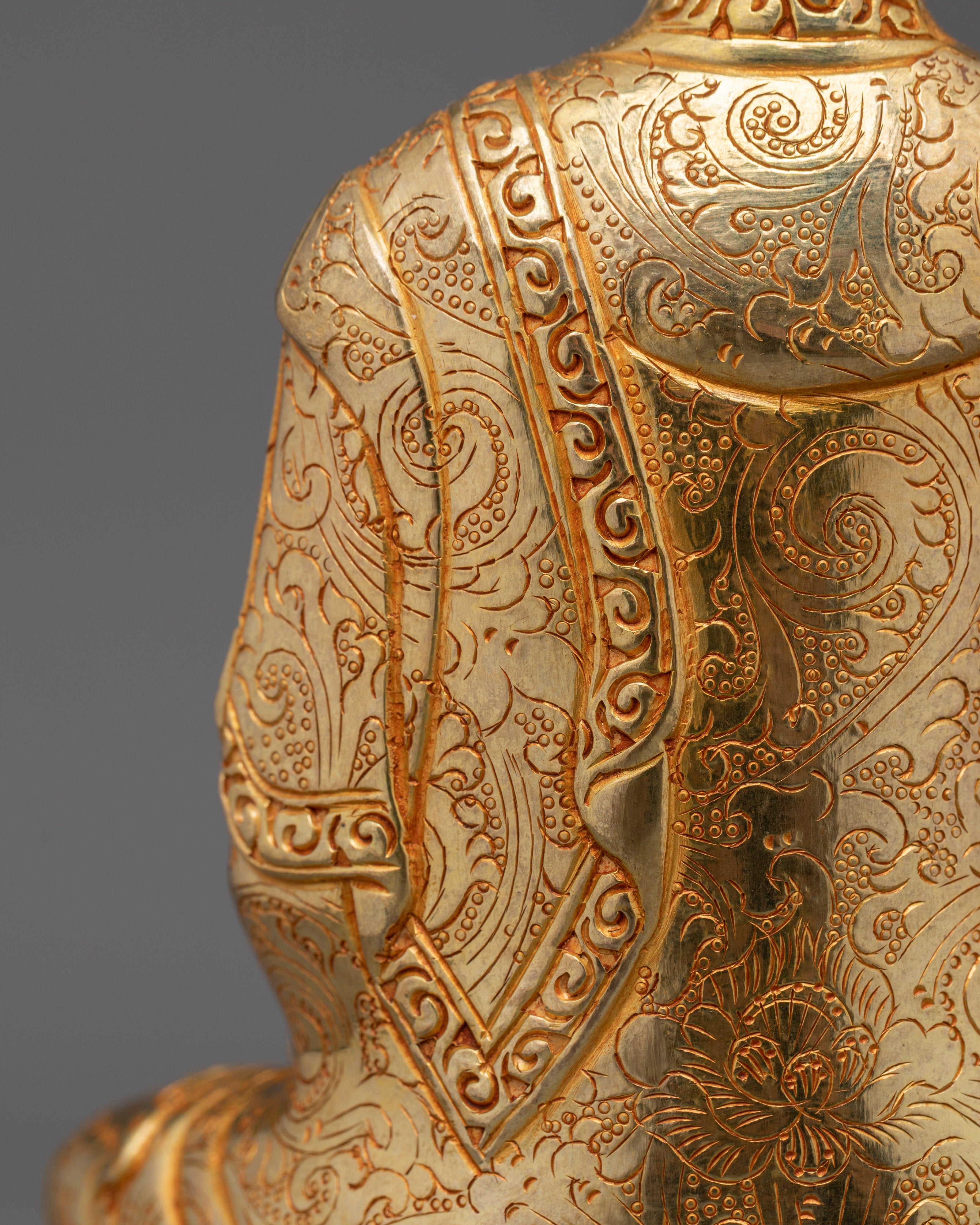 Spitritual Namo Amitabha Buddha Statue | 24K Gold Gilded Copper Sculpture