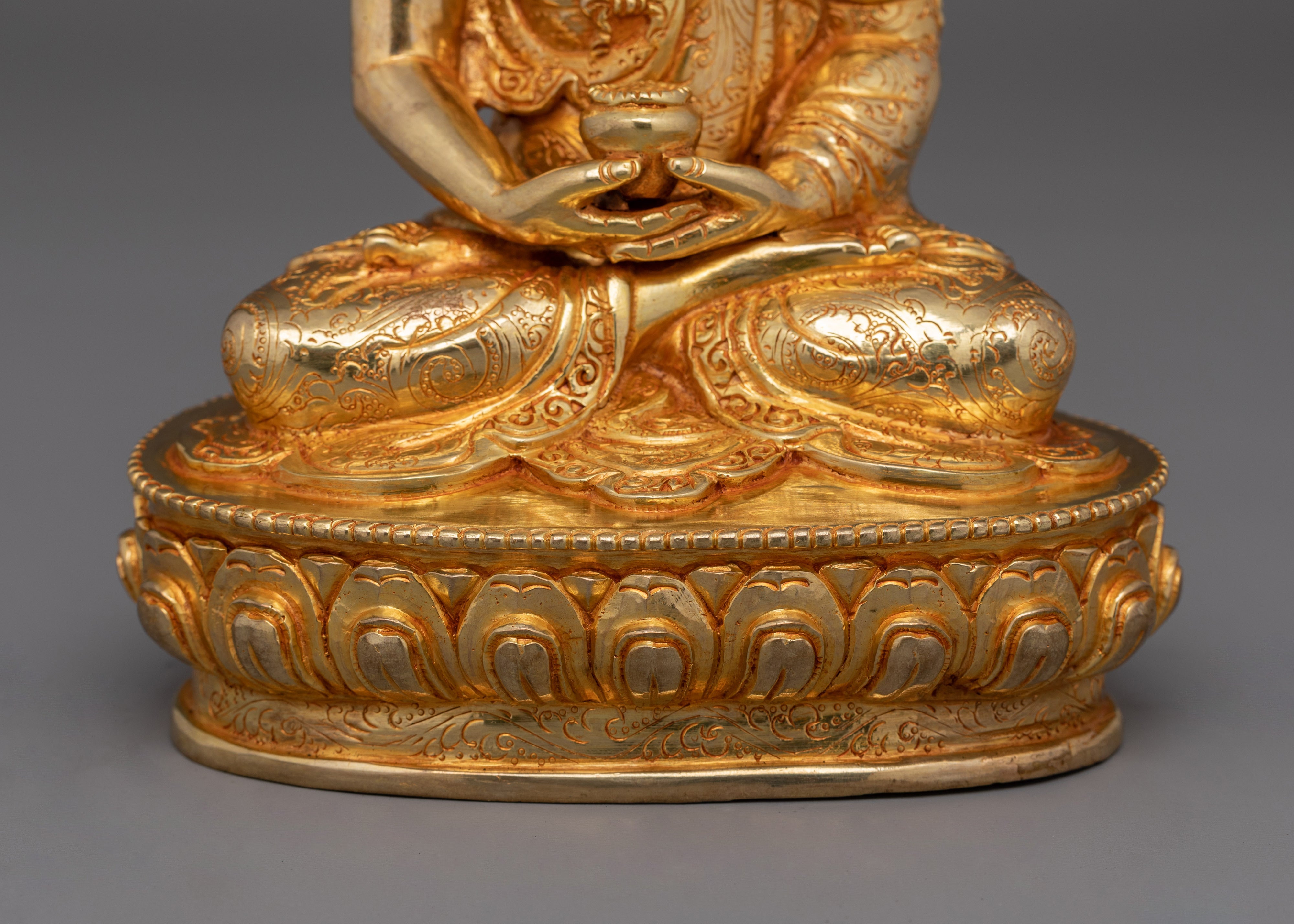 Spitritual Namo Amitabha Buddha Statue | 24K Gold Gilded Copper Sculpture