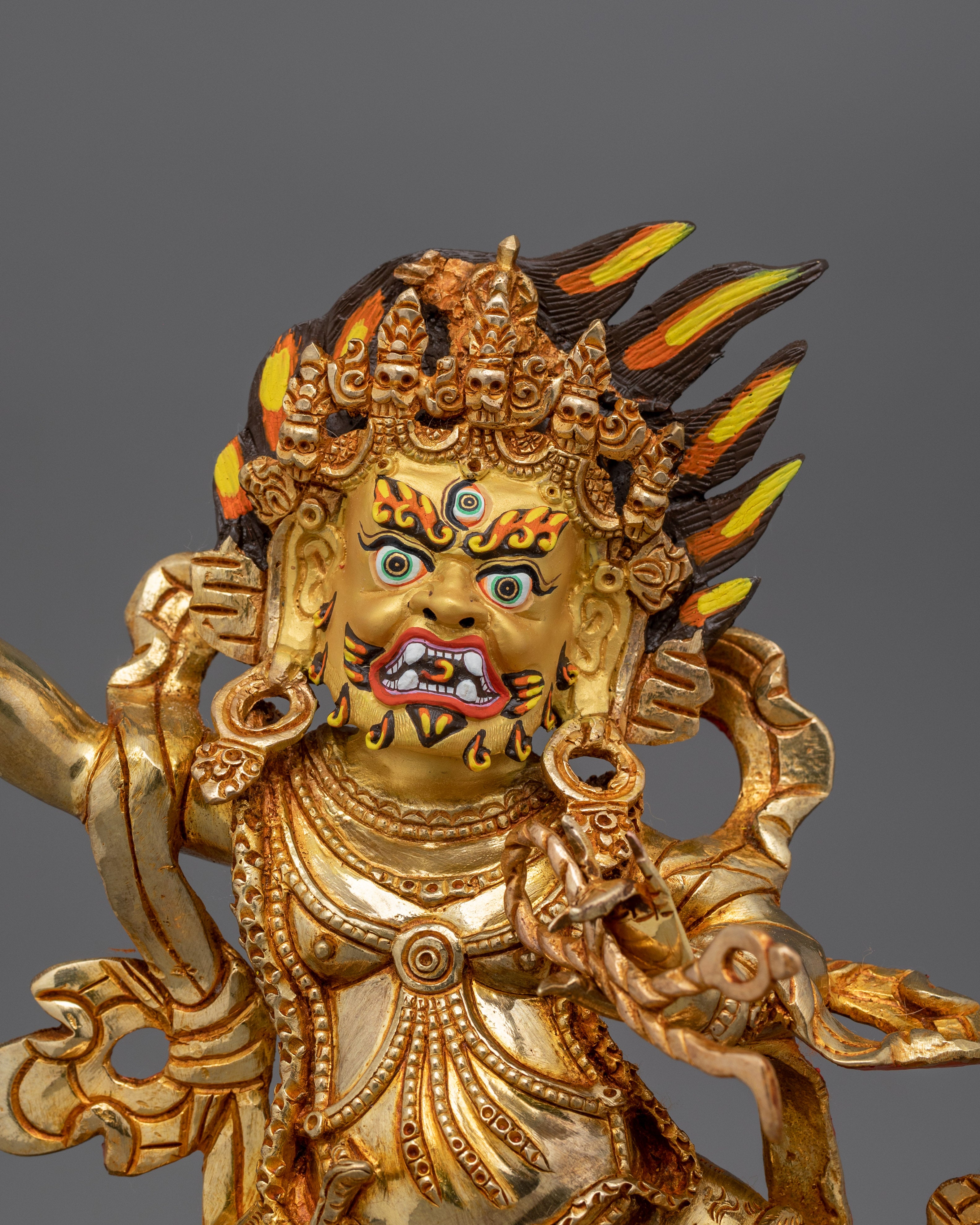 Handmade Vajrapani Statue | 24K Gold Protector Deity Sculpture