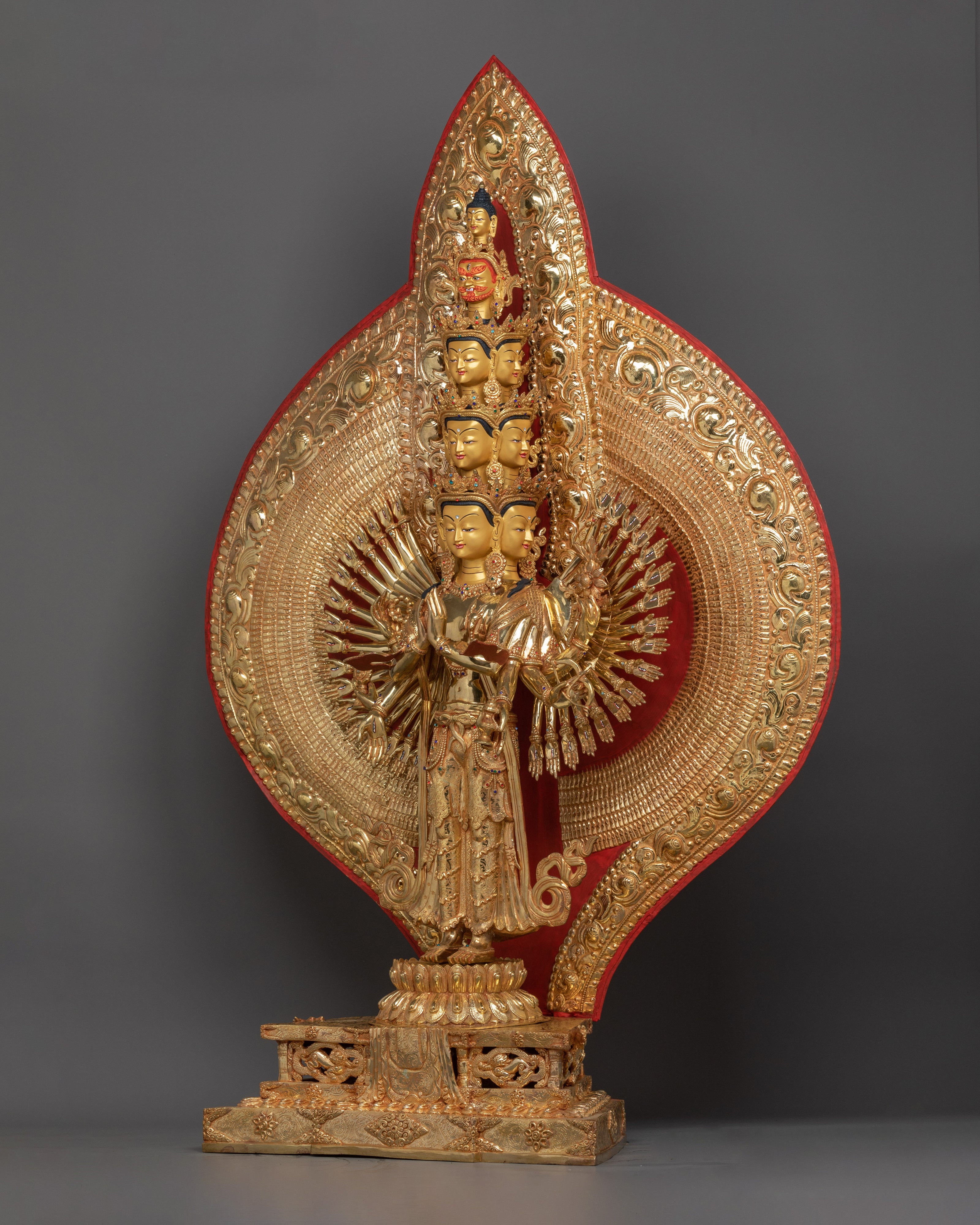 1000 Armed Chenresig Golden Statue | Bodhisattva Deity of Compassion Avalokiteshvara