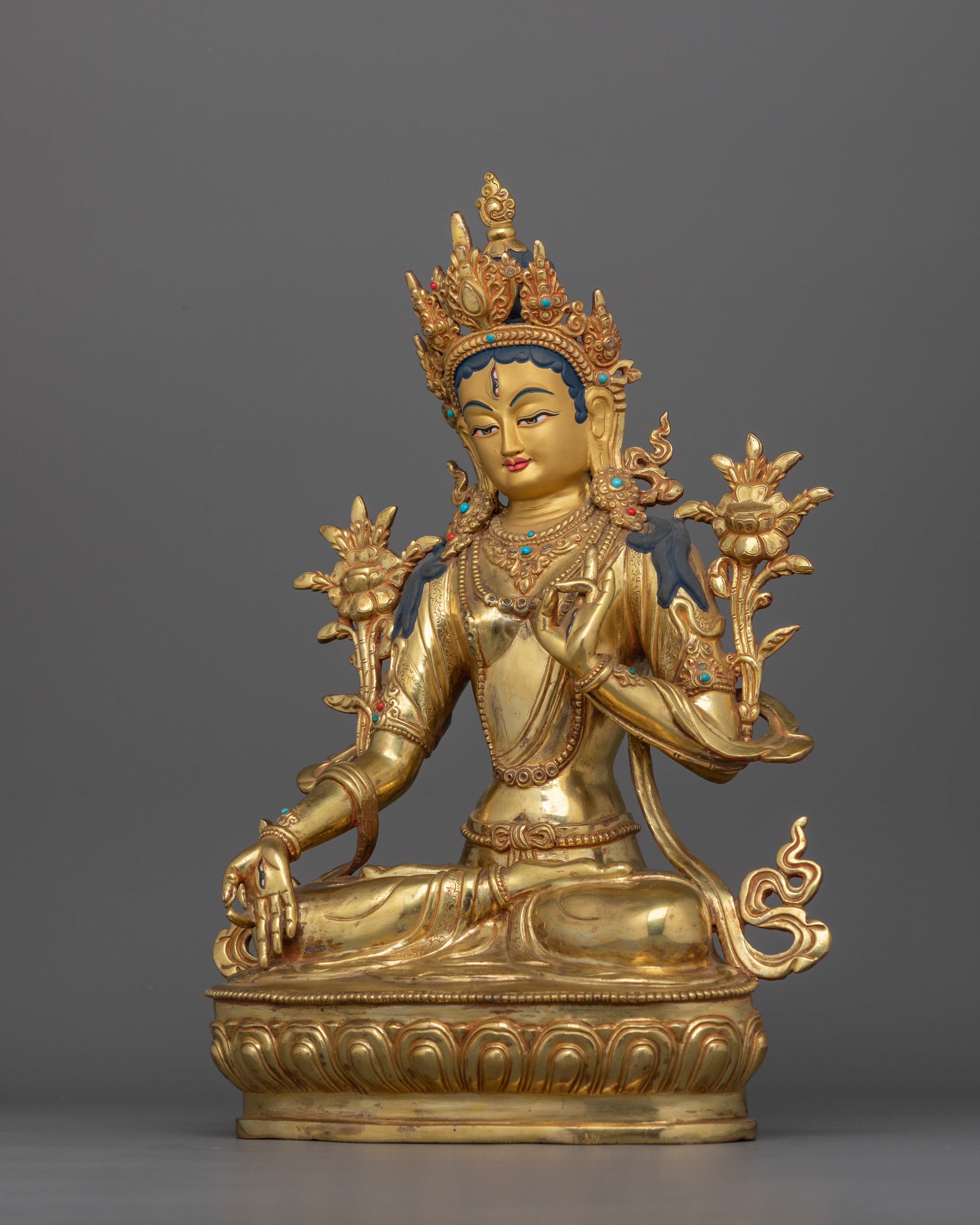 The Buddhist Feminine Deity White Tara Figurine | Tibetan Healing and Compassionate Deity