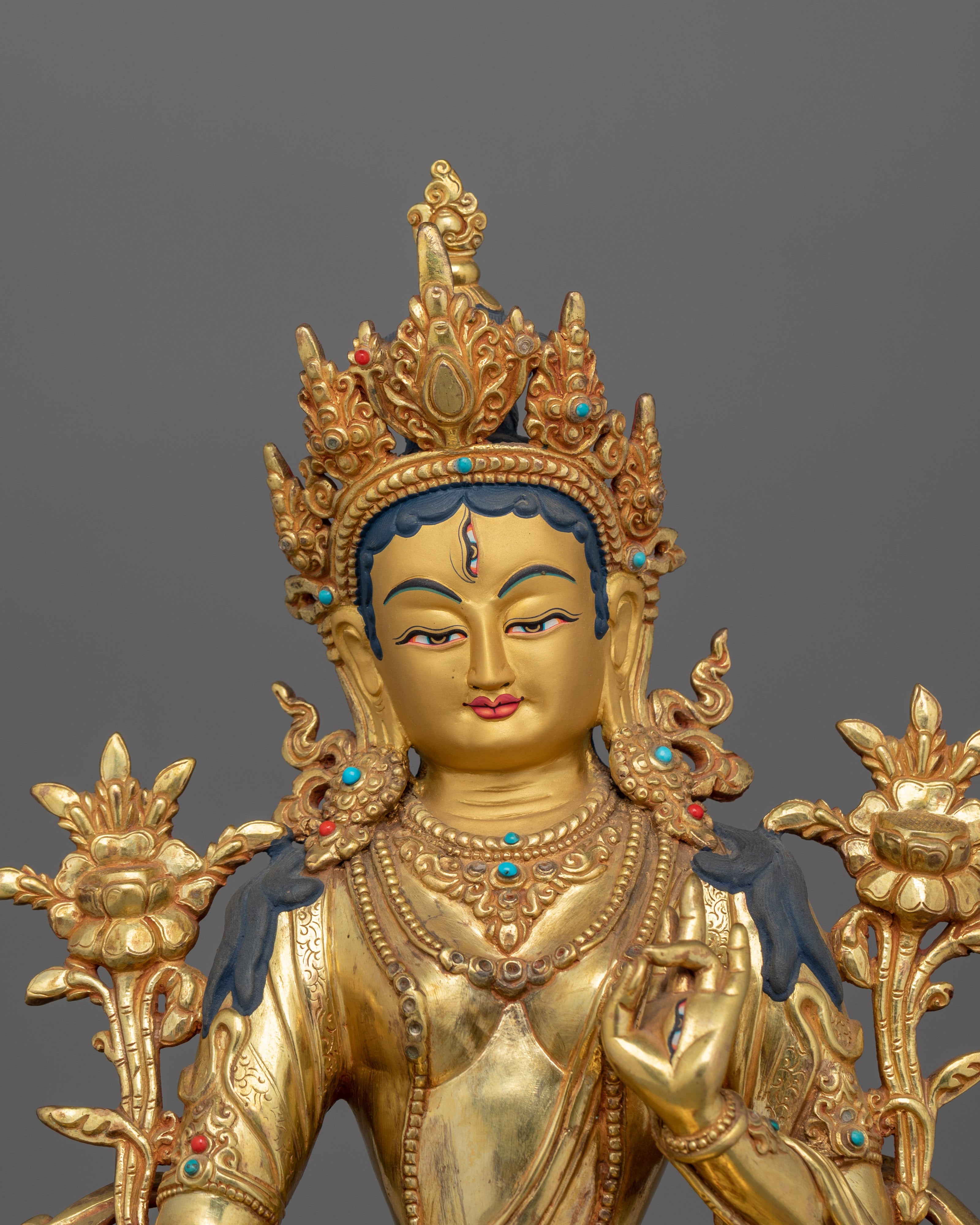 The Buddhist Feminine Deity White Tara Figurine | Tibetan Healing and Compassionate Deity
