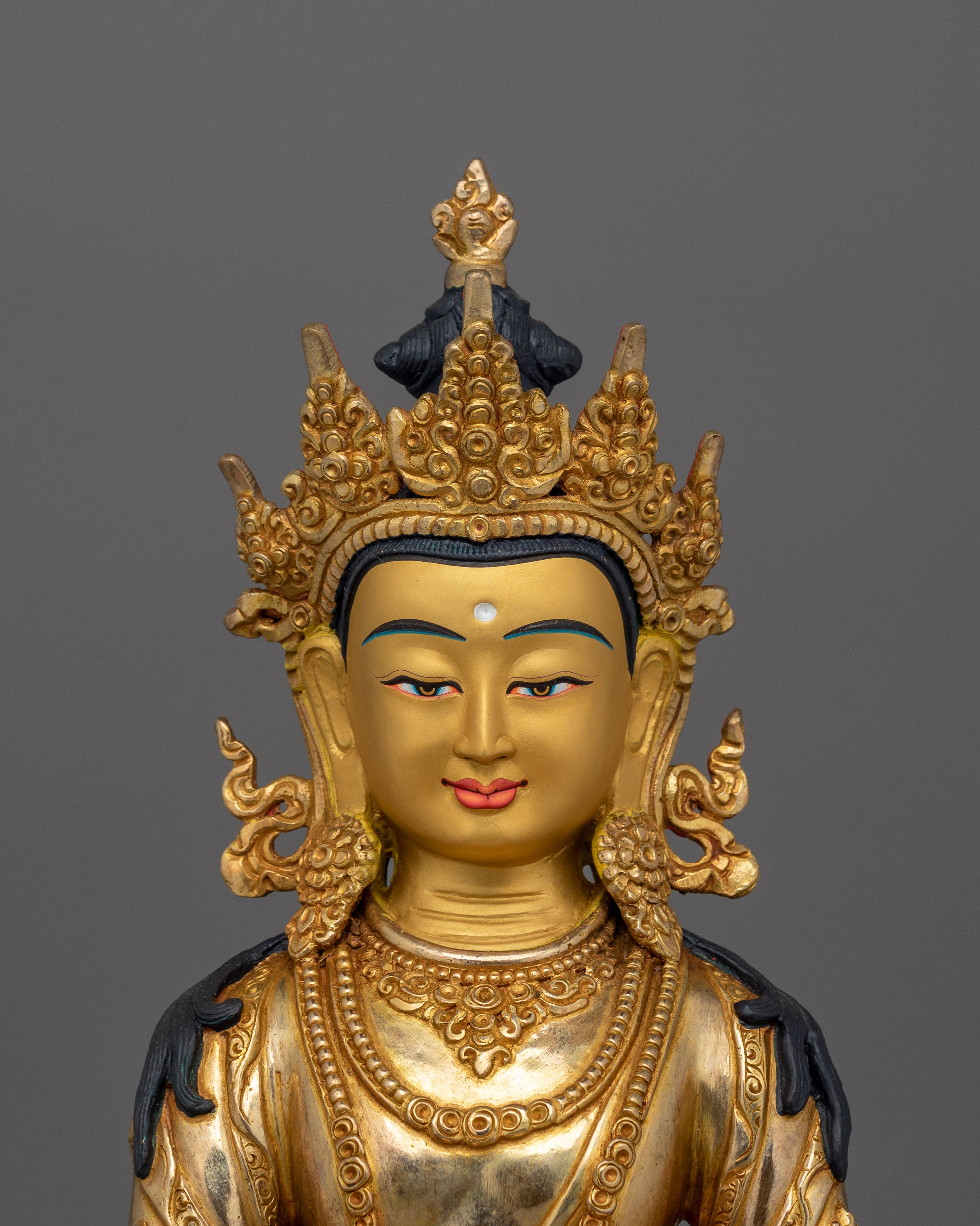 Handcrafted Copper Mitrugpa Buddha Figurine | Sculpture for Spiritual and Meditation Decor