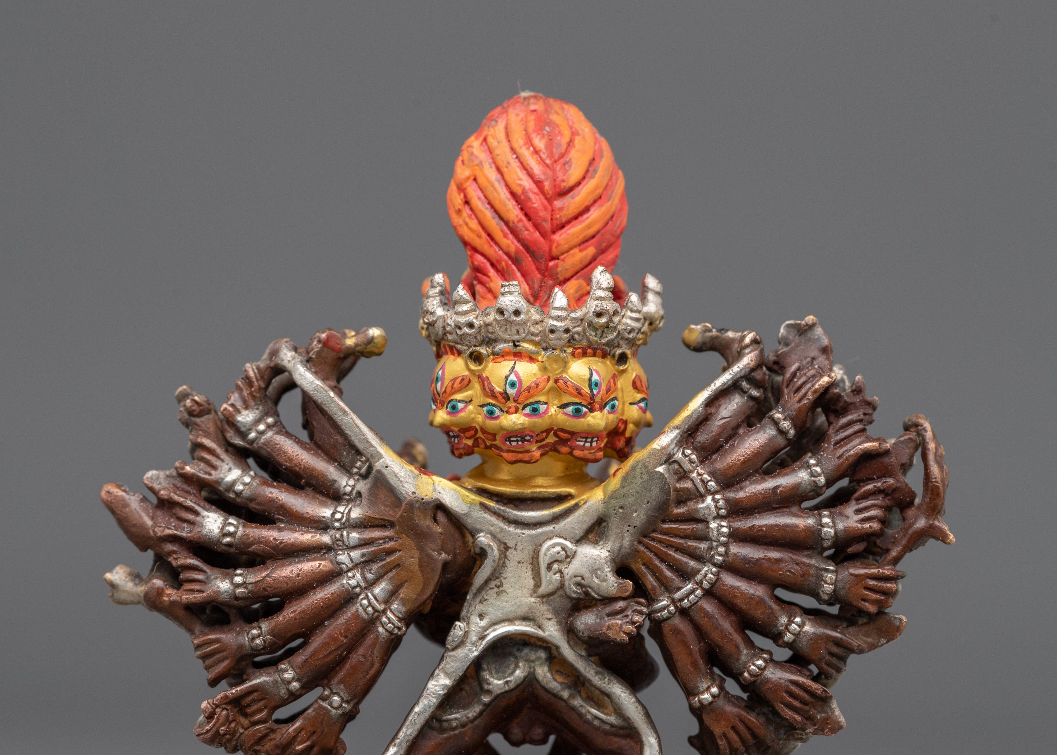 Miniature Yamantaka Sculpture with Companion | Himalayan Buddhist Destroyer of Death