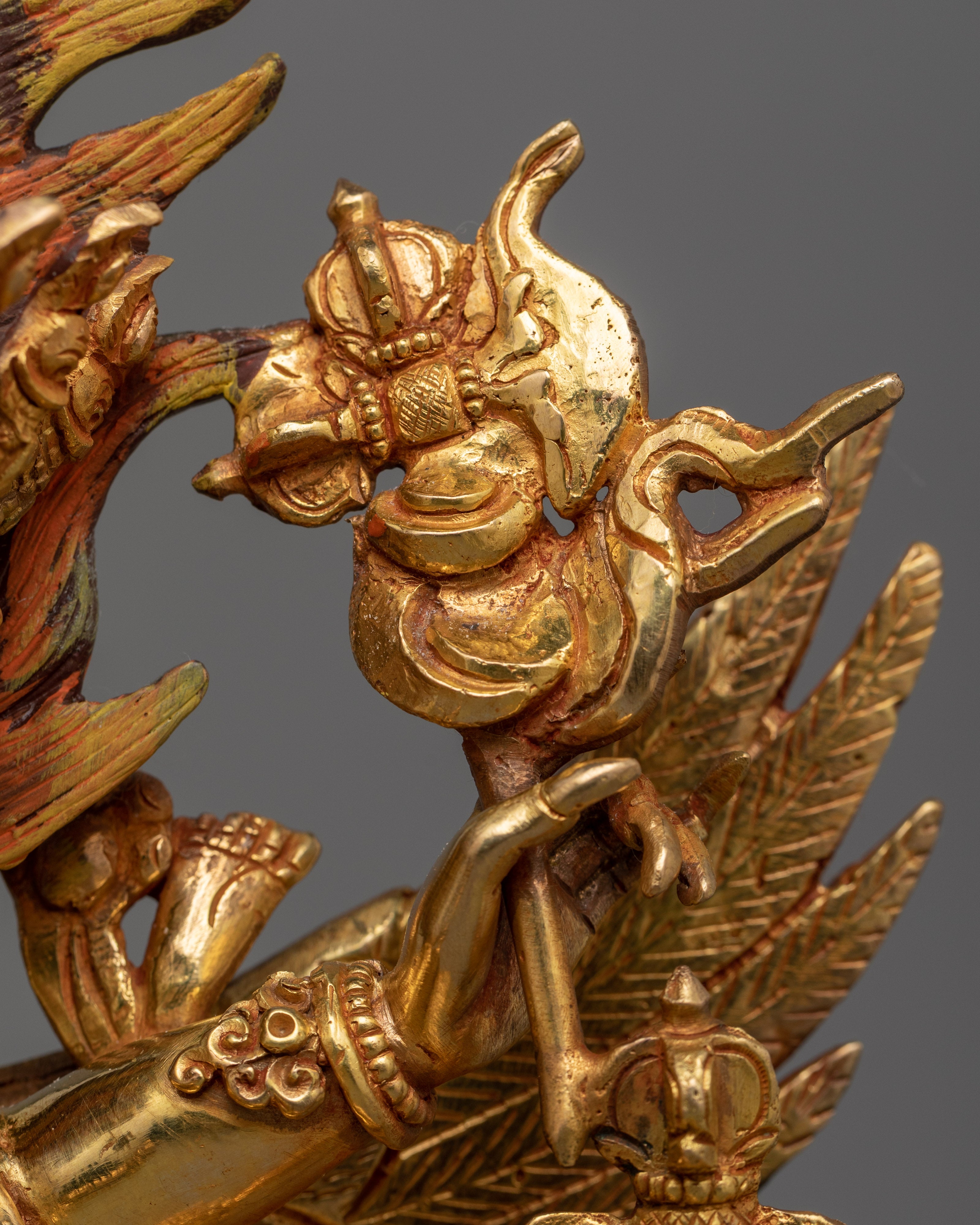 24K Gold Gilded Hayagriva Yidam Figure | Handcrafted Wrathful Protector