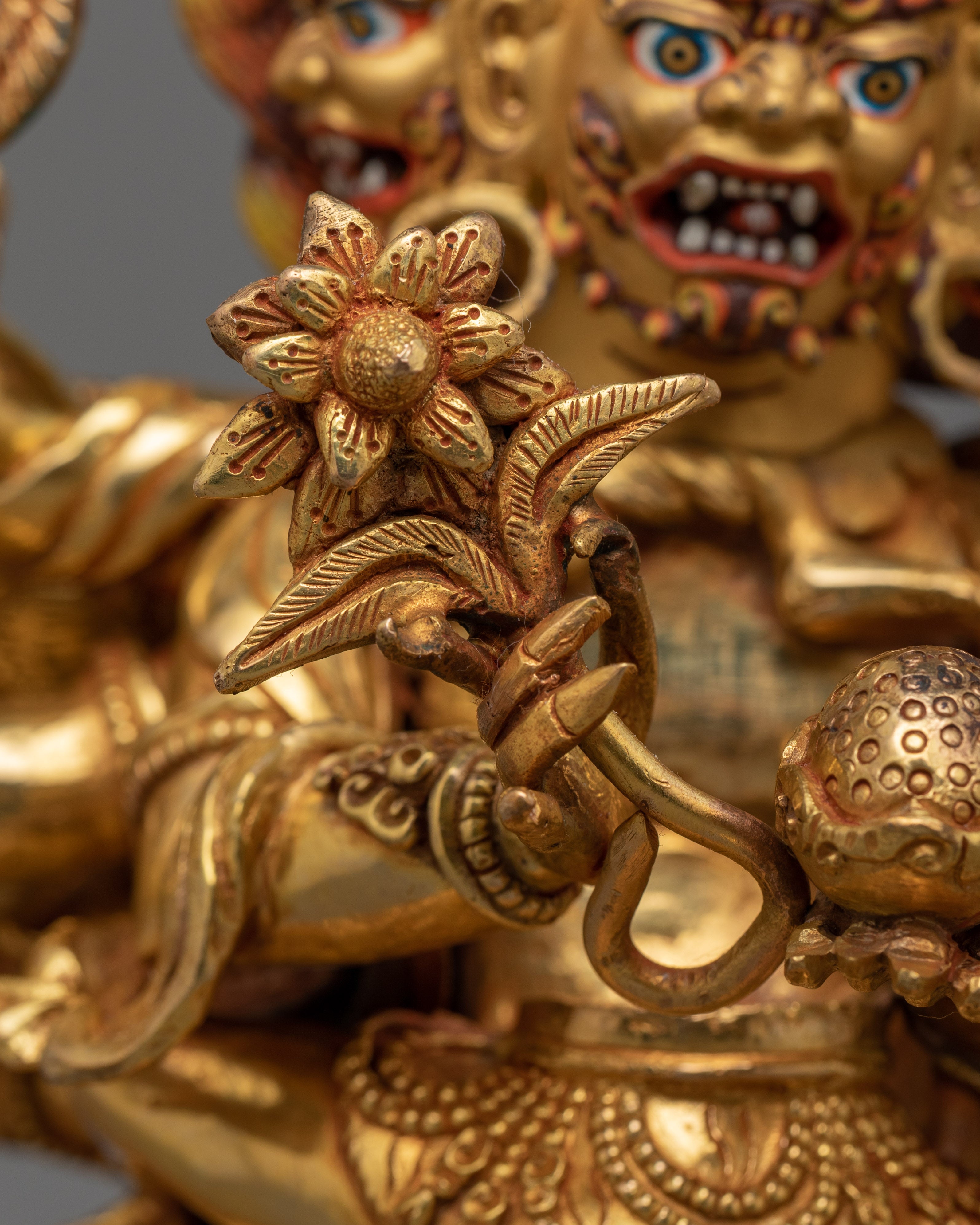 24K Gold Gilded Hayagriva Yidam Figure | Handcrafted Wrathful Protector