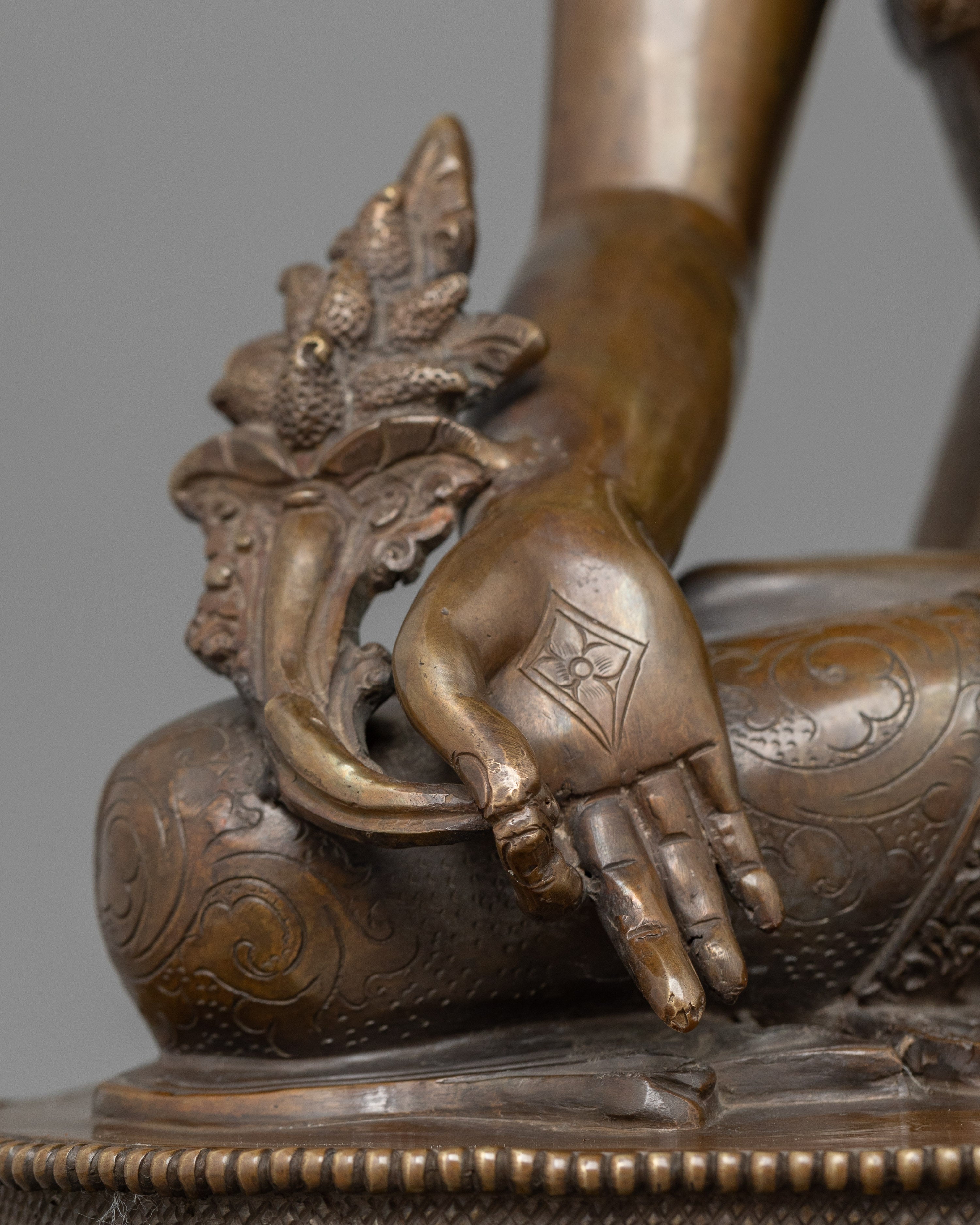 Serene Medicine Buddha Statue for Altar | Handcrafted Oxidized Copper Artwork