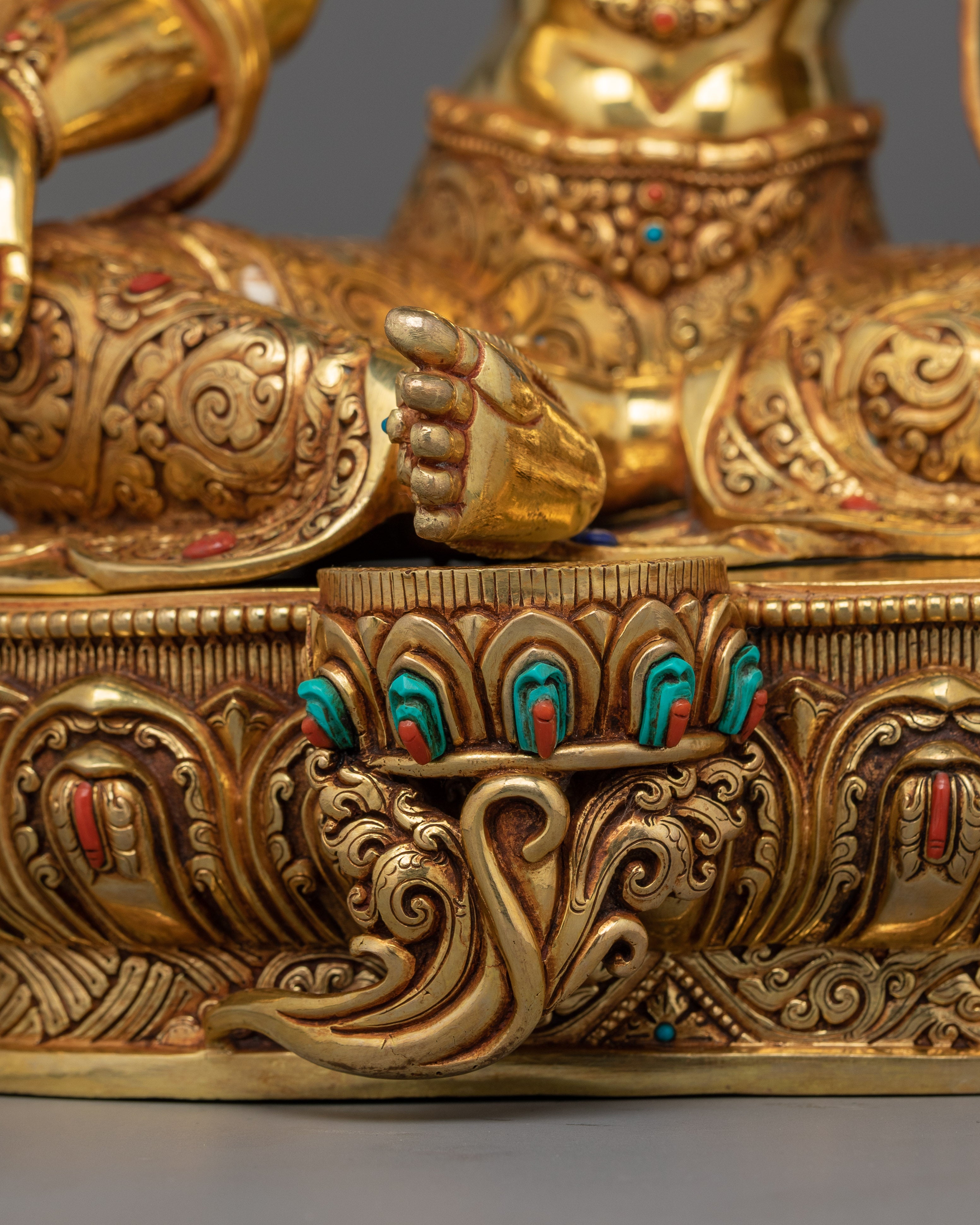 Green Tara Pure Land Bodhisattva Sculpture | Handcrafted Statue with Gemstones