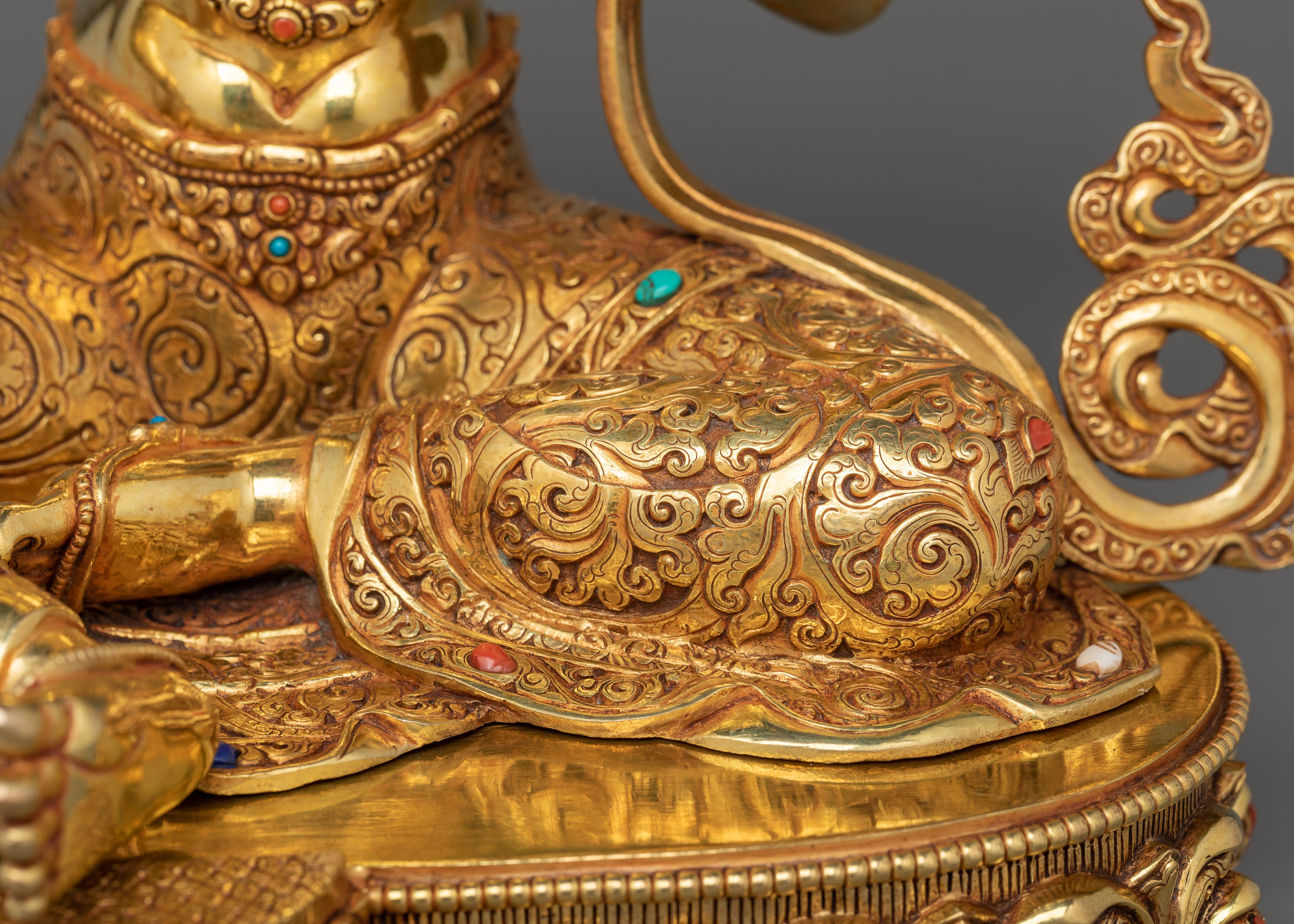 Green Tara Pure Land Bodhisattva Sculpture | Handcrafted Statue with Gemstones