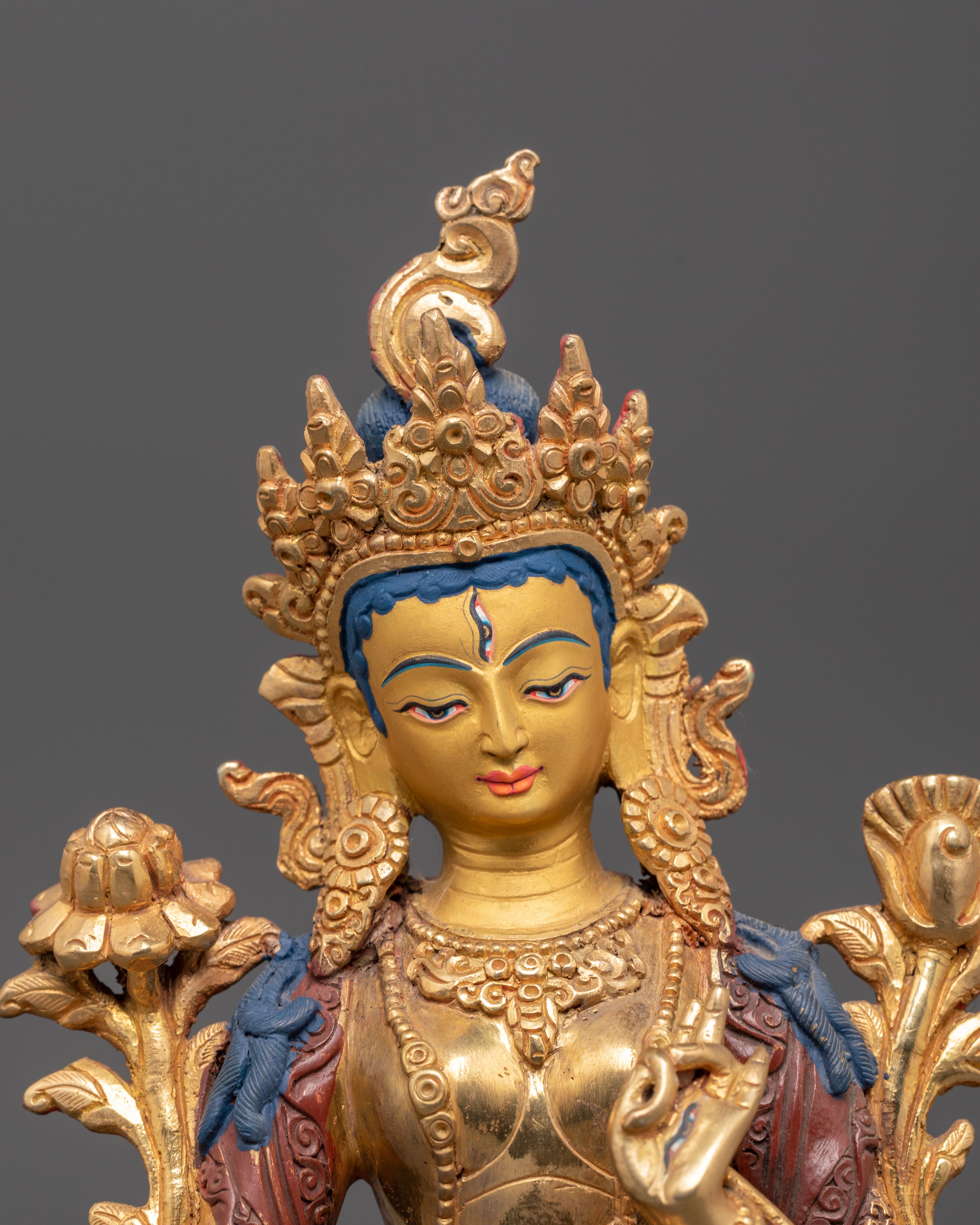 Seven-Eyed Healing Goddess White Tara Artwork | Traditional Himalayan Art