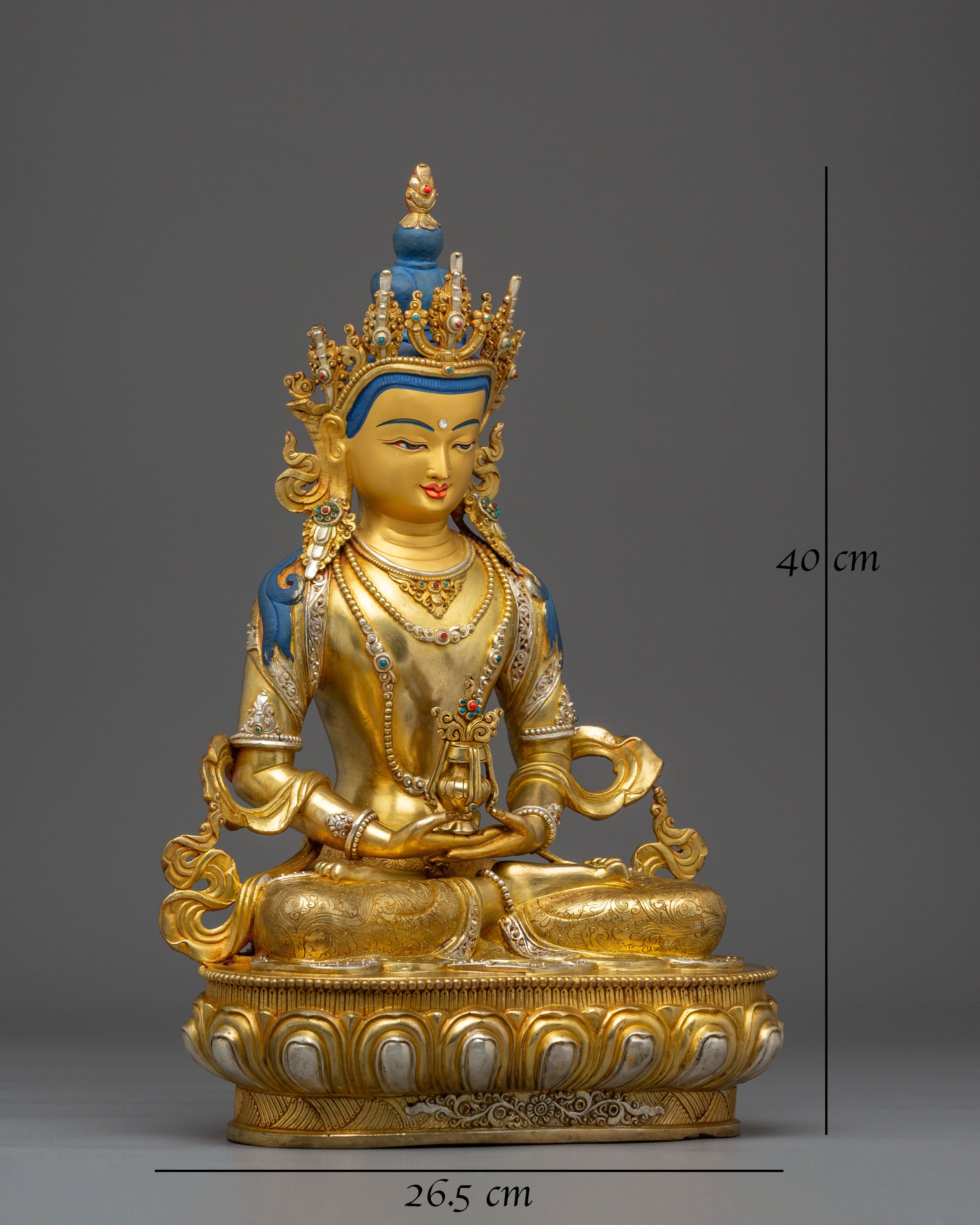 Sacred Golden Amitayus Statue: Handcrafted Tibetan Statue