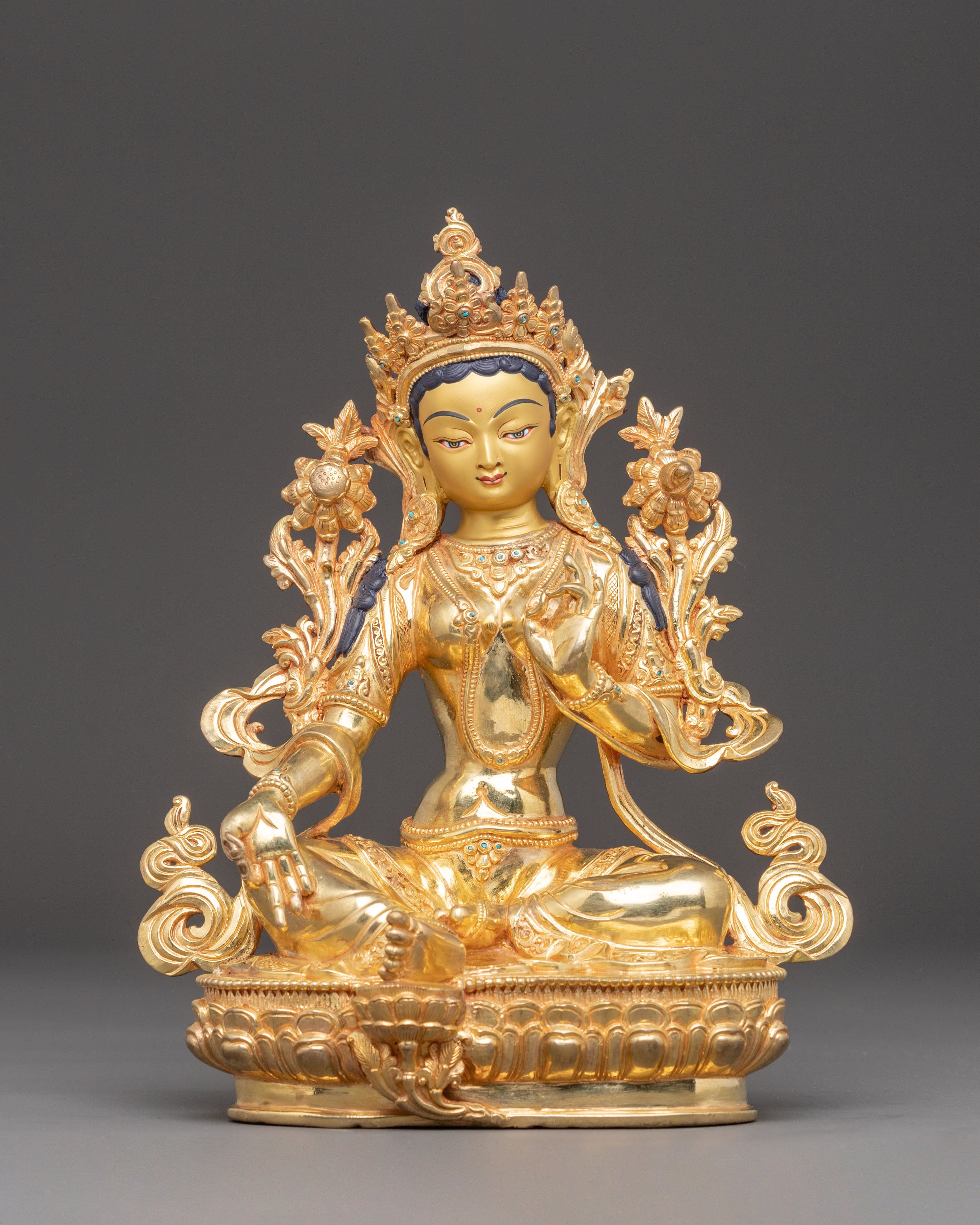 Handcrafted Golden Statue of Goddess Green Tara