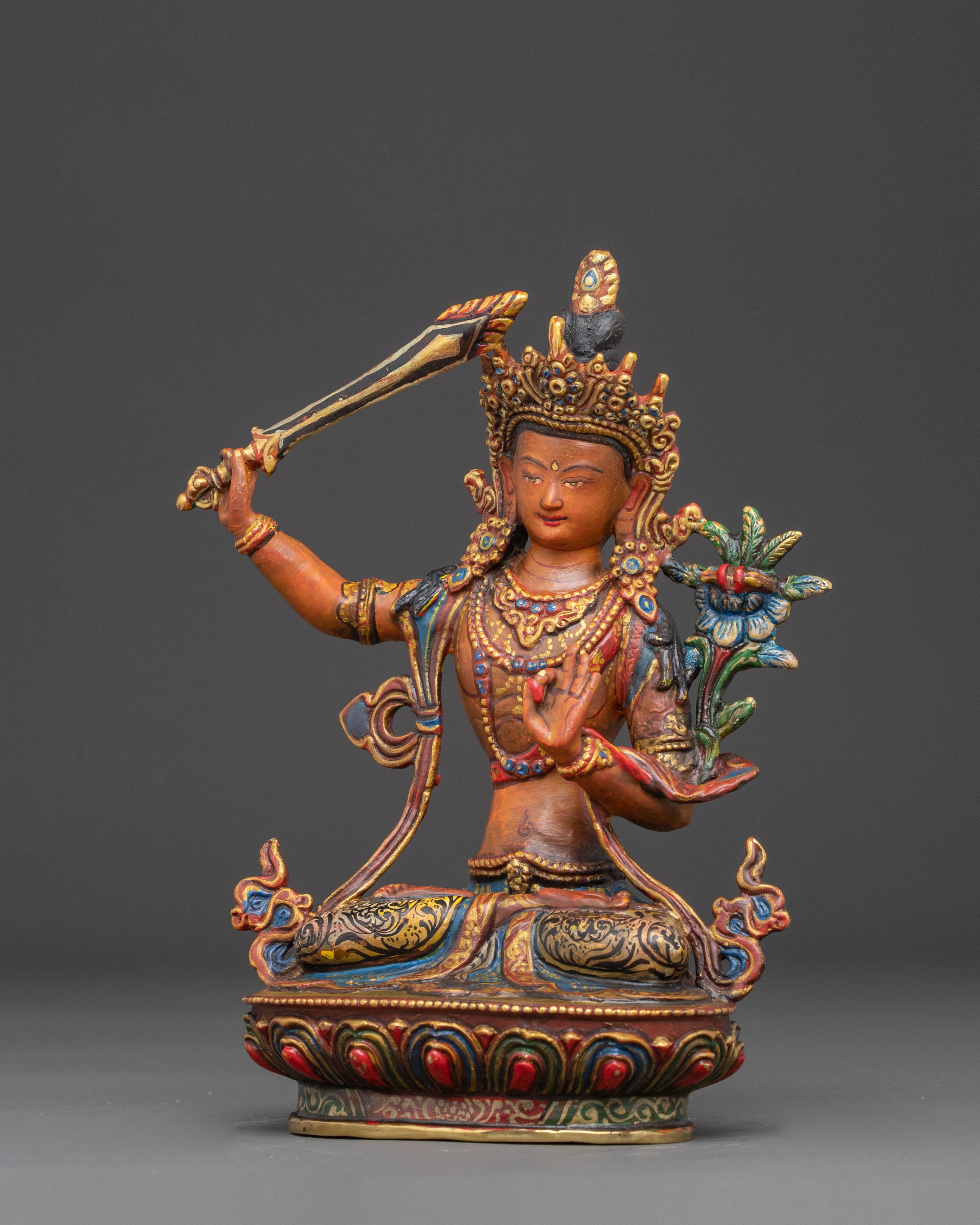 Manjushri Figurine, Sword of Wisdom | Sculpture of the Bodhisattva