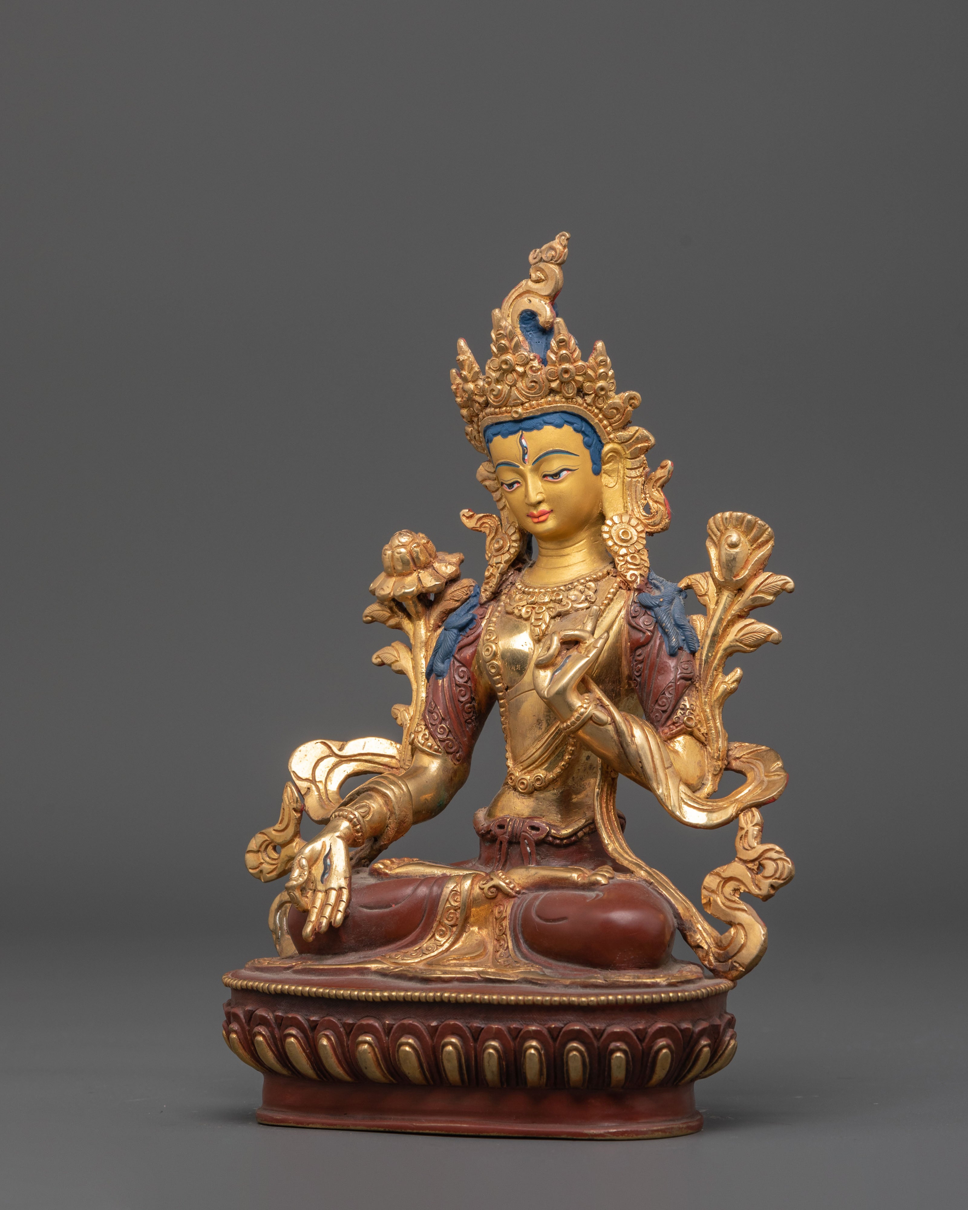 Seven-Eyed Healing Goddess White Tara Artwork | Traditional Himalayan Art