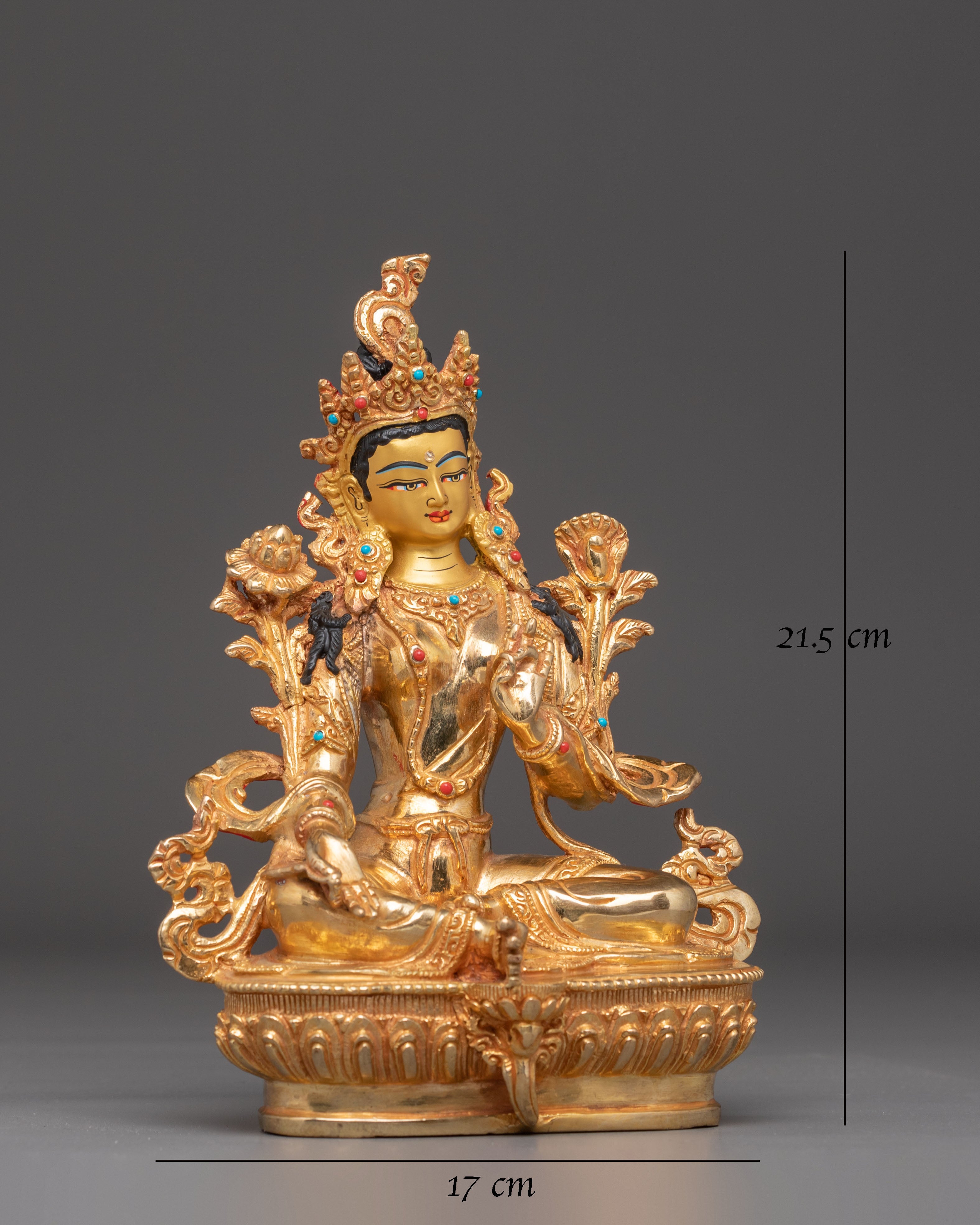 Mother Green Tara Golden Statue | Goddess of Compassion and Swift Protection