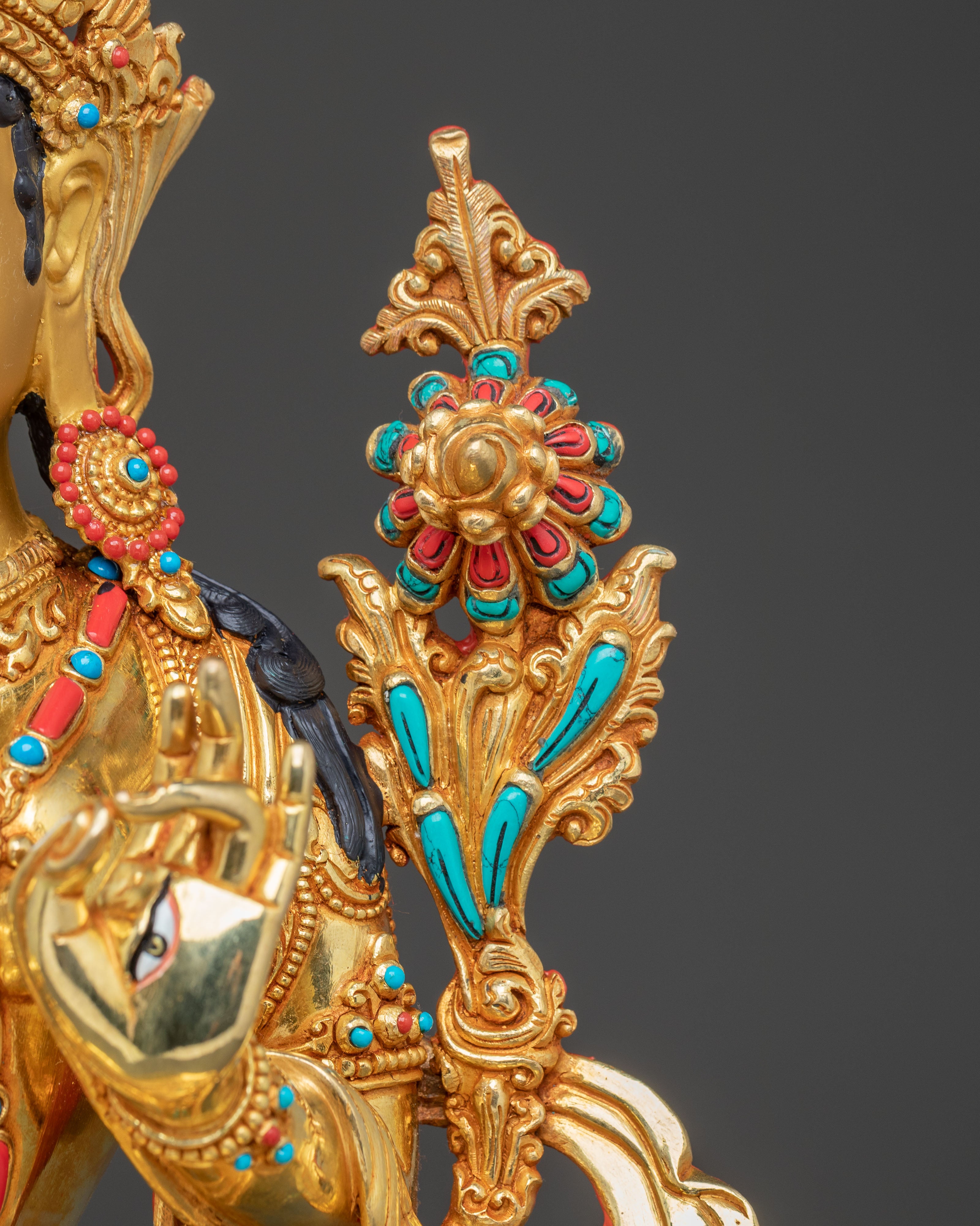 Himalayan White Tara Handmade Statue: Healing Goddess | Traditional Tibetan Art