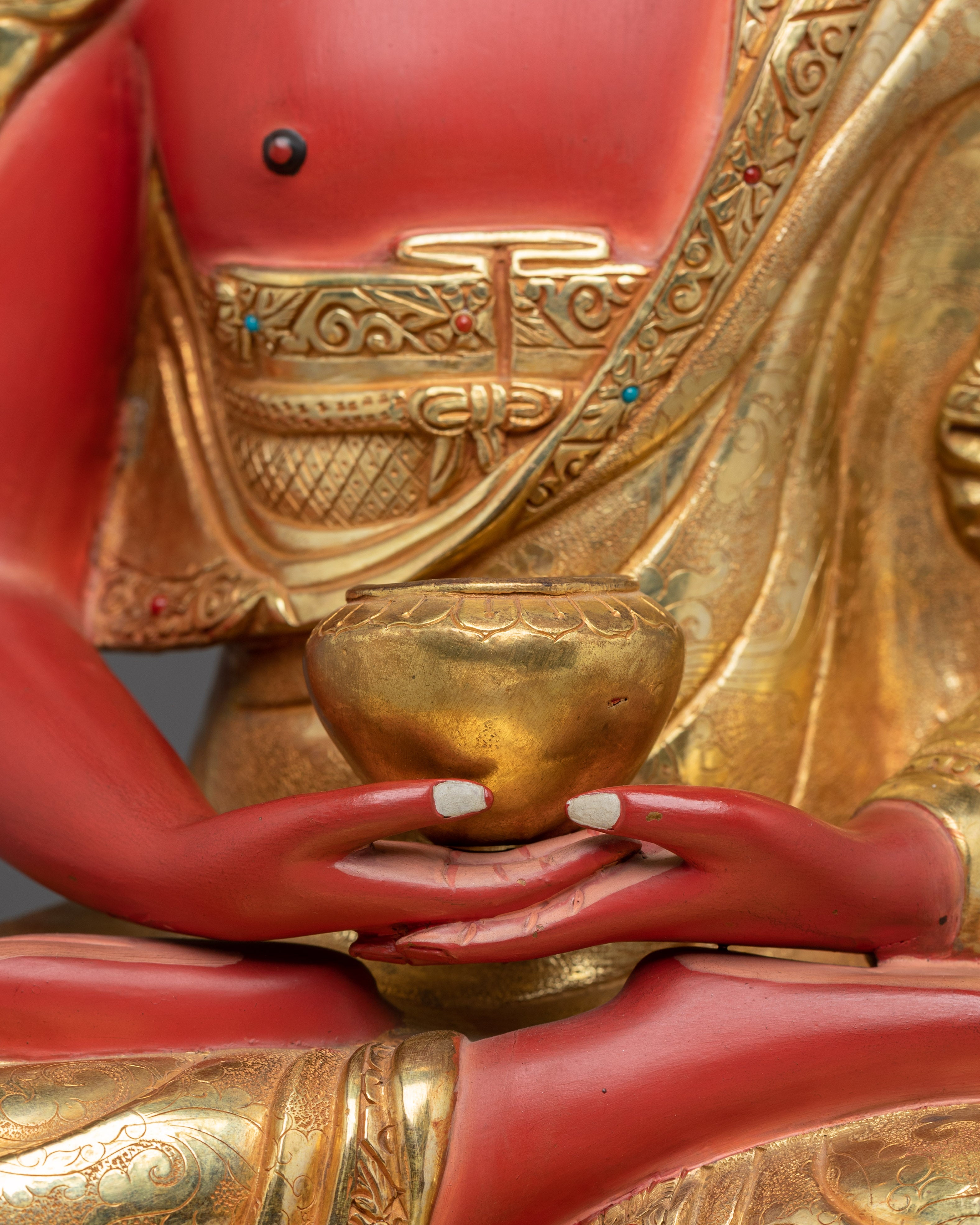 Red Amitabha Buddha Icon | Handcrafted Himalayan Statue