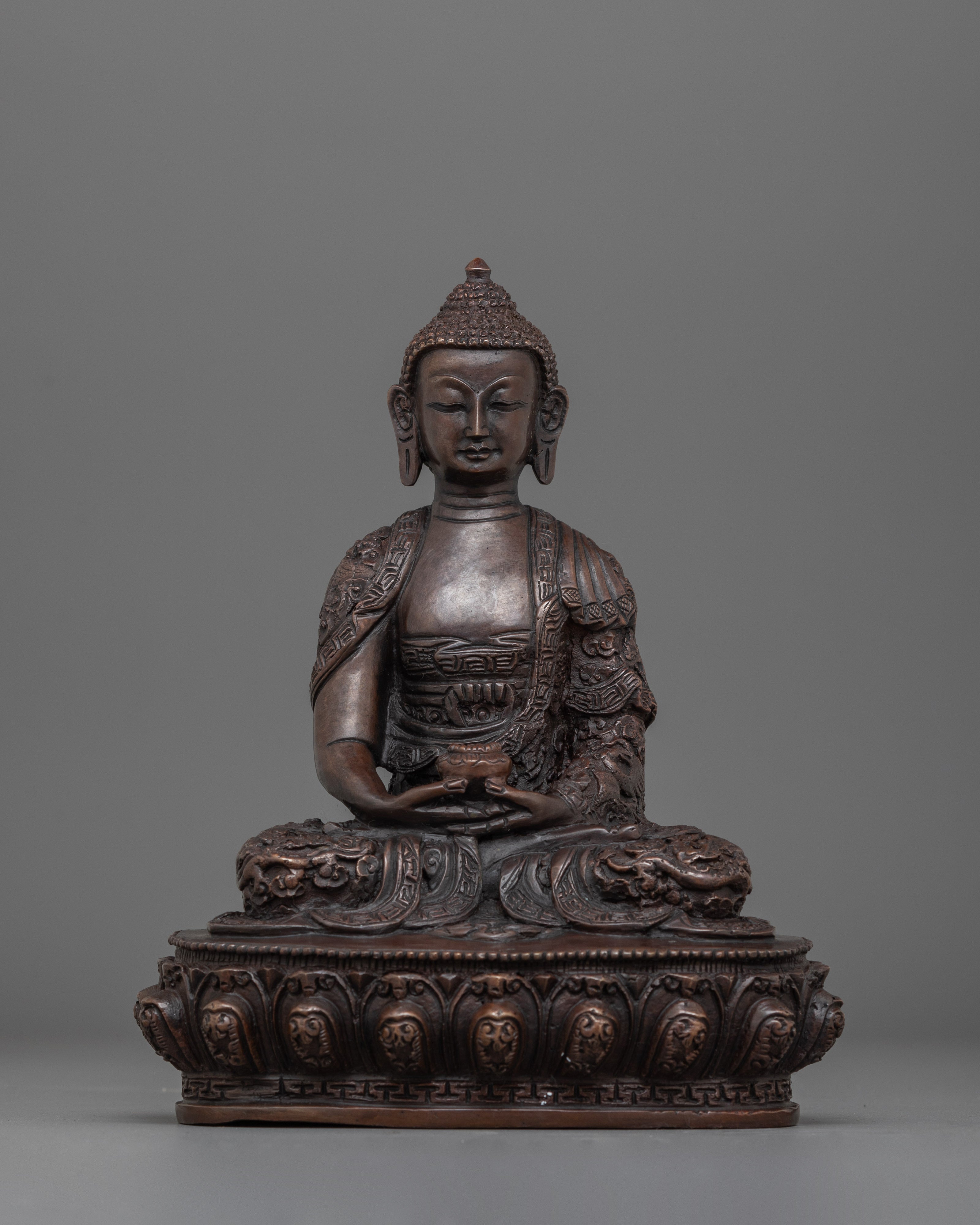 Holy Amitabha Oxidized Buddha Statue | Pure Land Buddhism Art